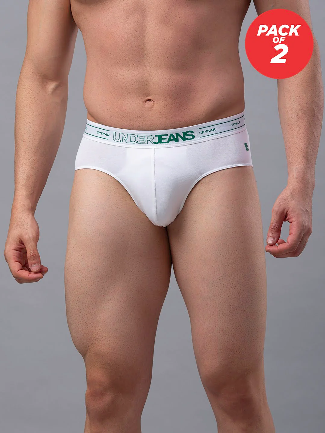 Underjeans Pack Of 2 Cotton Blend White Briefs