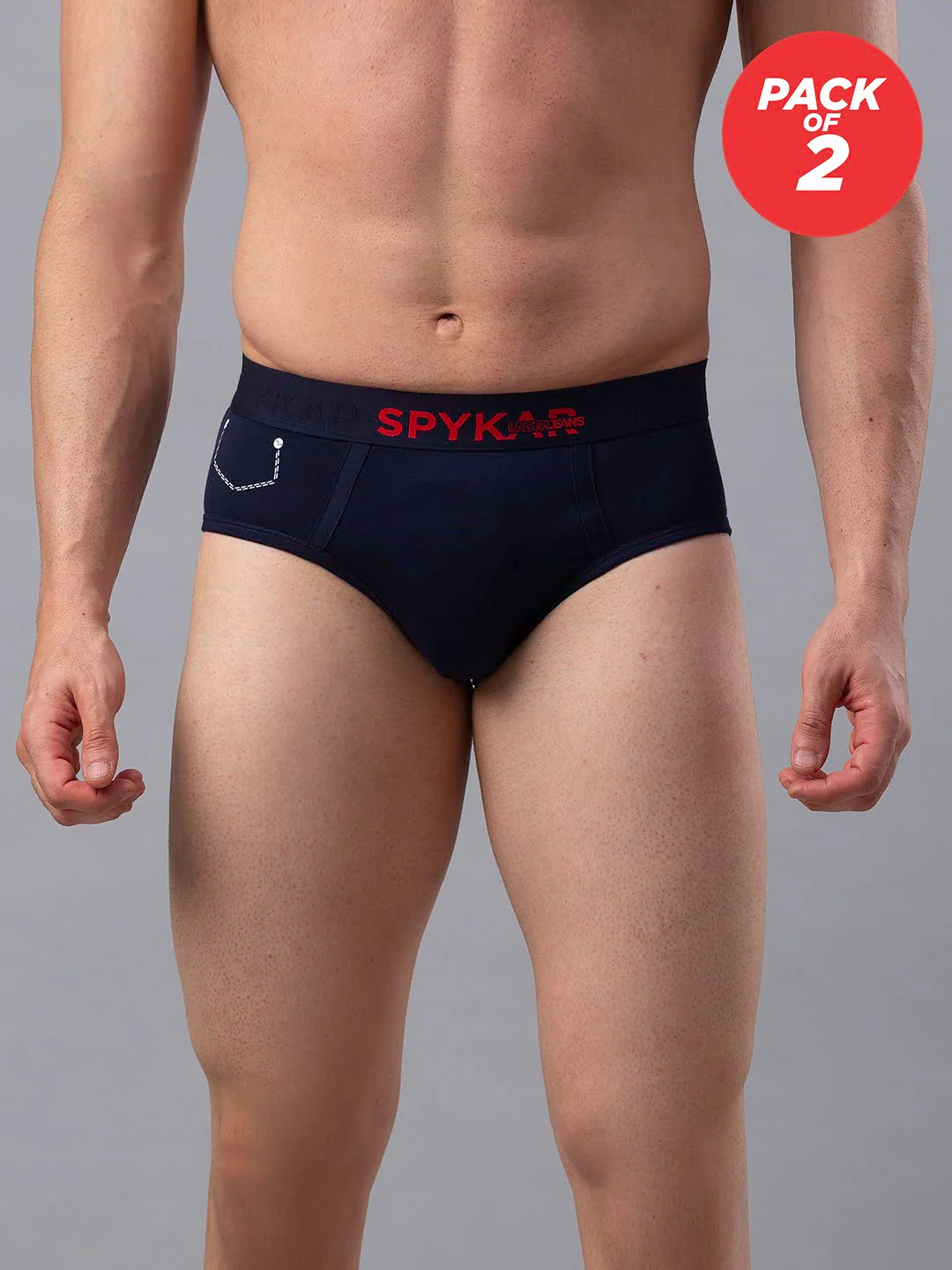 Underjeans Pack Of 2 Cotton Blend Navy Briefs - Image 6