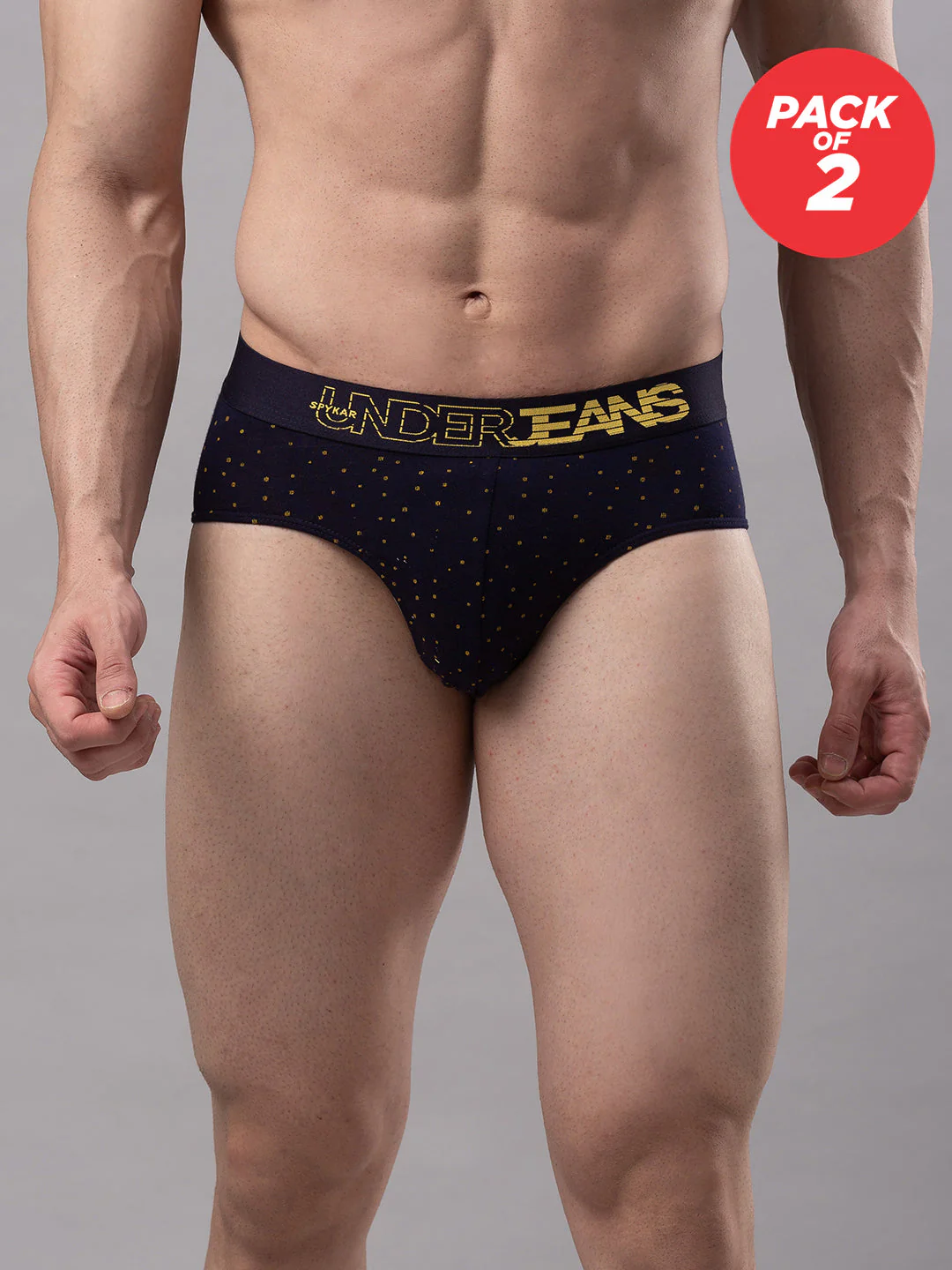 Underjeans Pack Of 2 Cotton Blend Navy Briefs - Image 6
