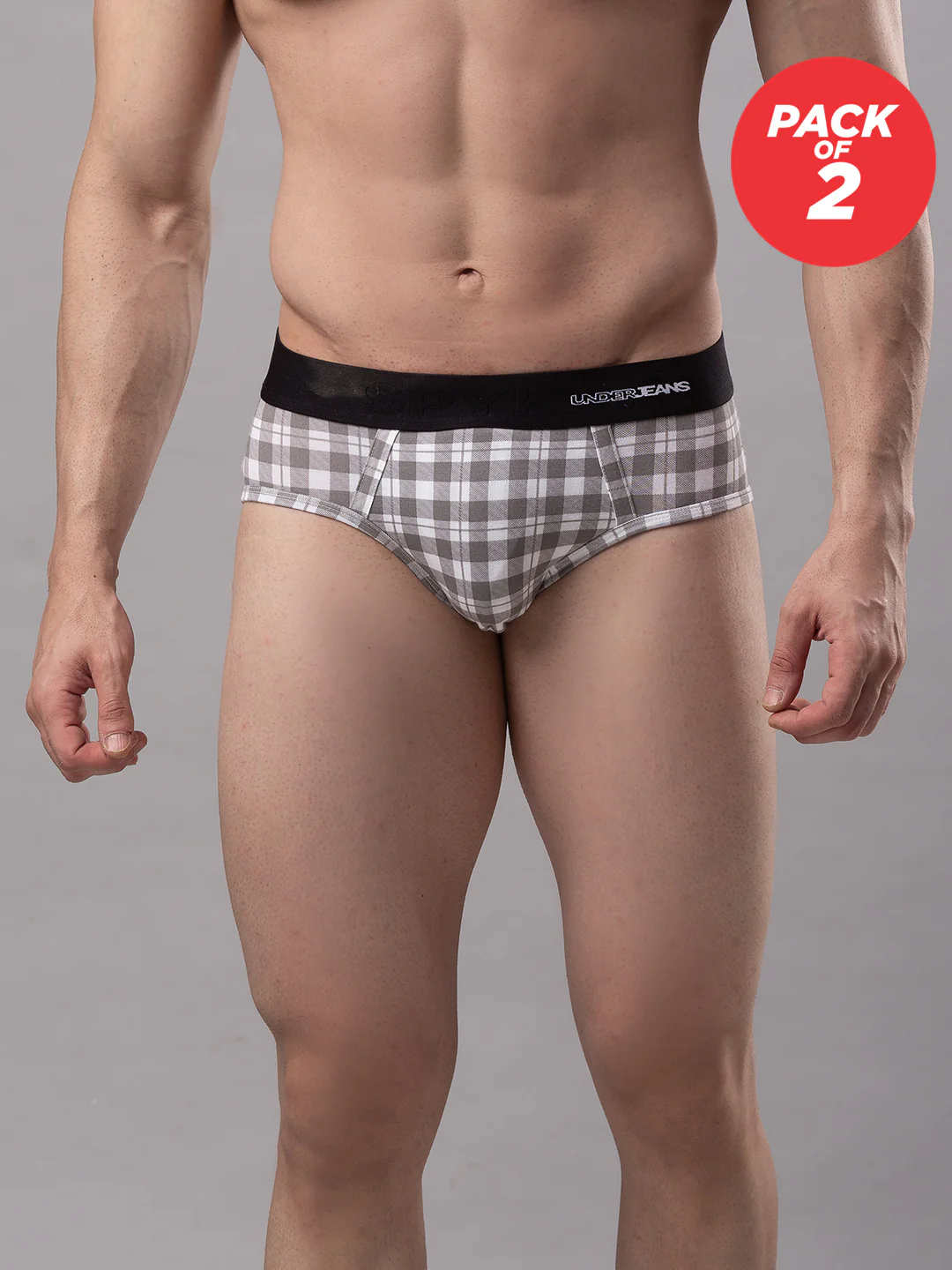 Underjeans Pack Of 2 Cotton Blend Black Briefs