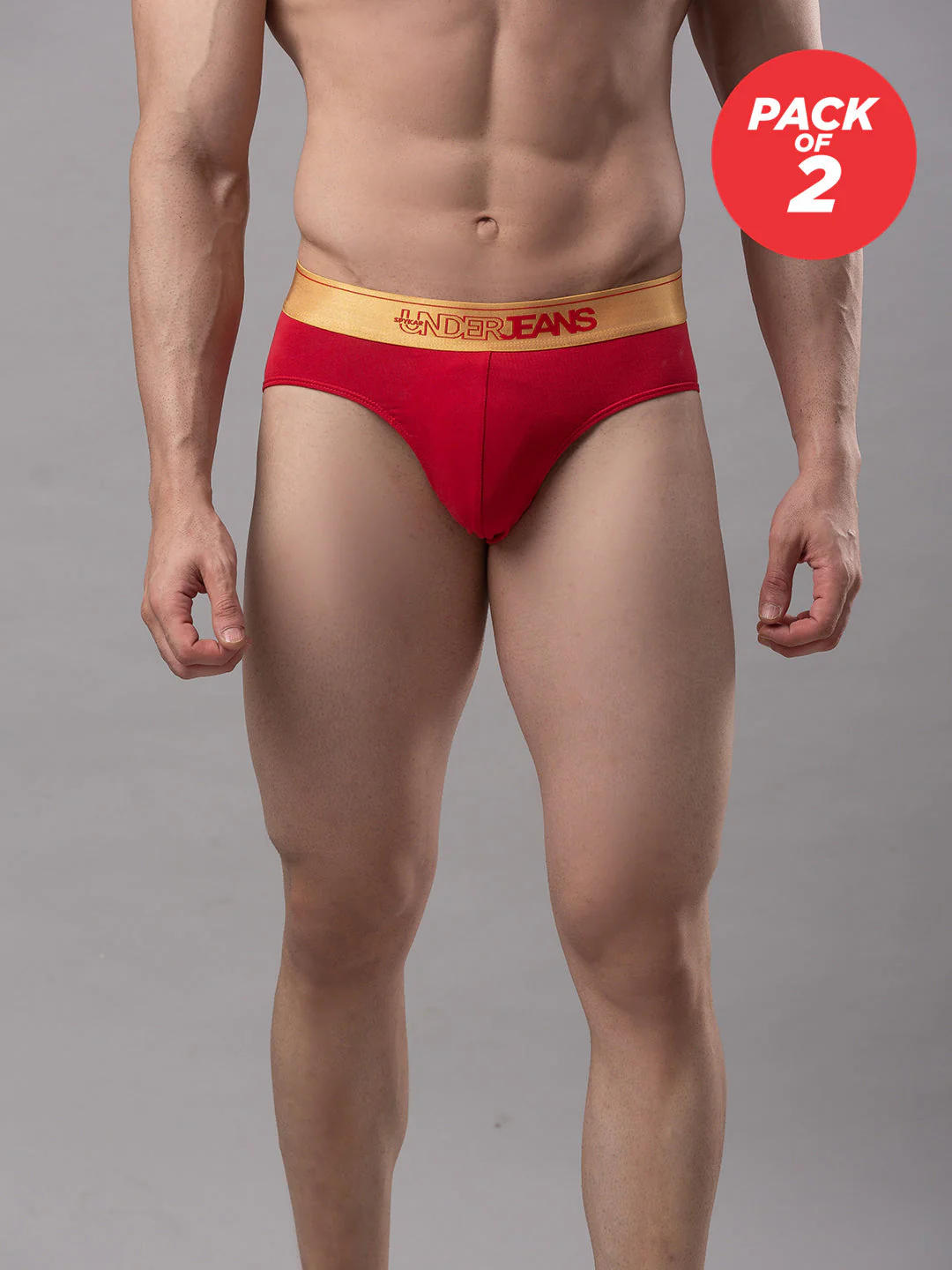 Underjeans Pack Of 2 Cotton Blend Red Briefs - Image 6