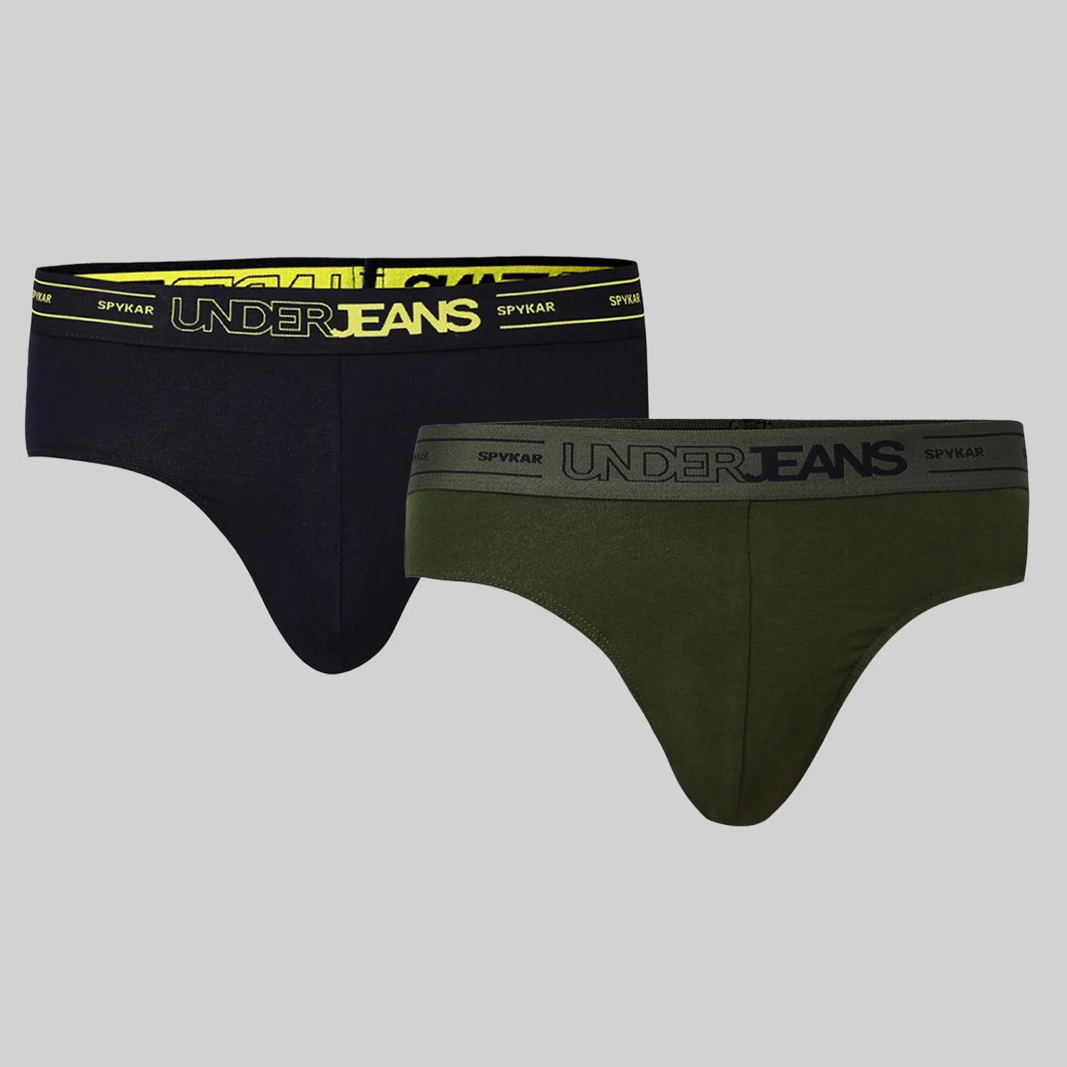 Underjeans Pack Of 2 Cotton Blend Solid Mid-Rise Briefs