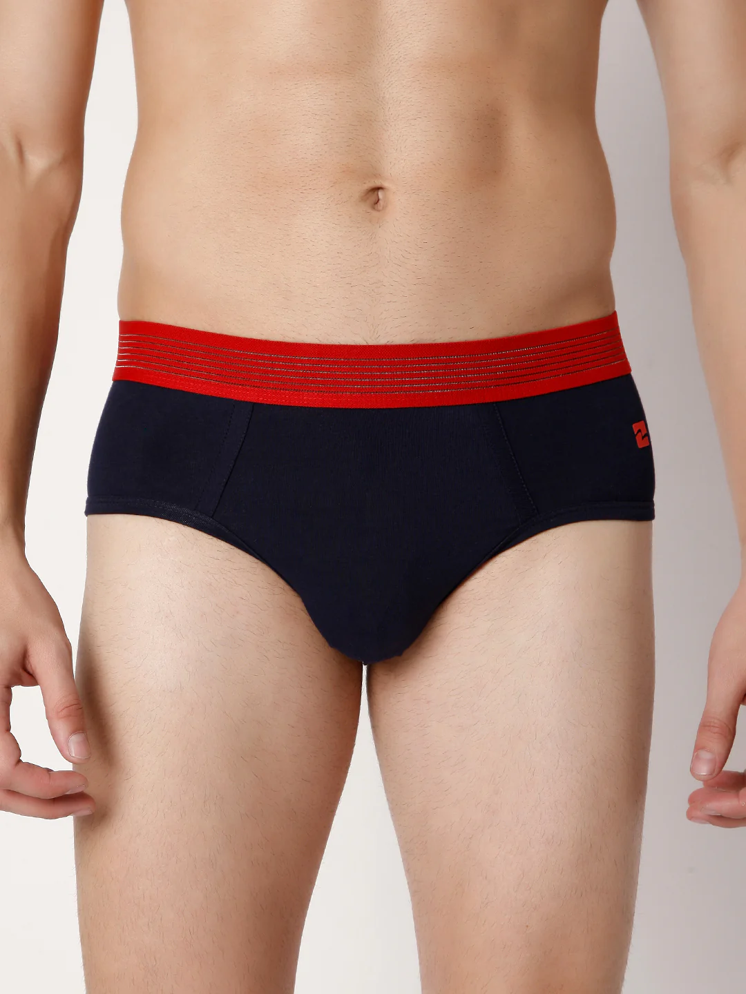 Underjeans Navy Cotton Blend Brief - Image 2