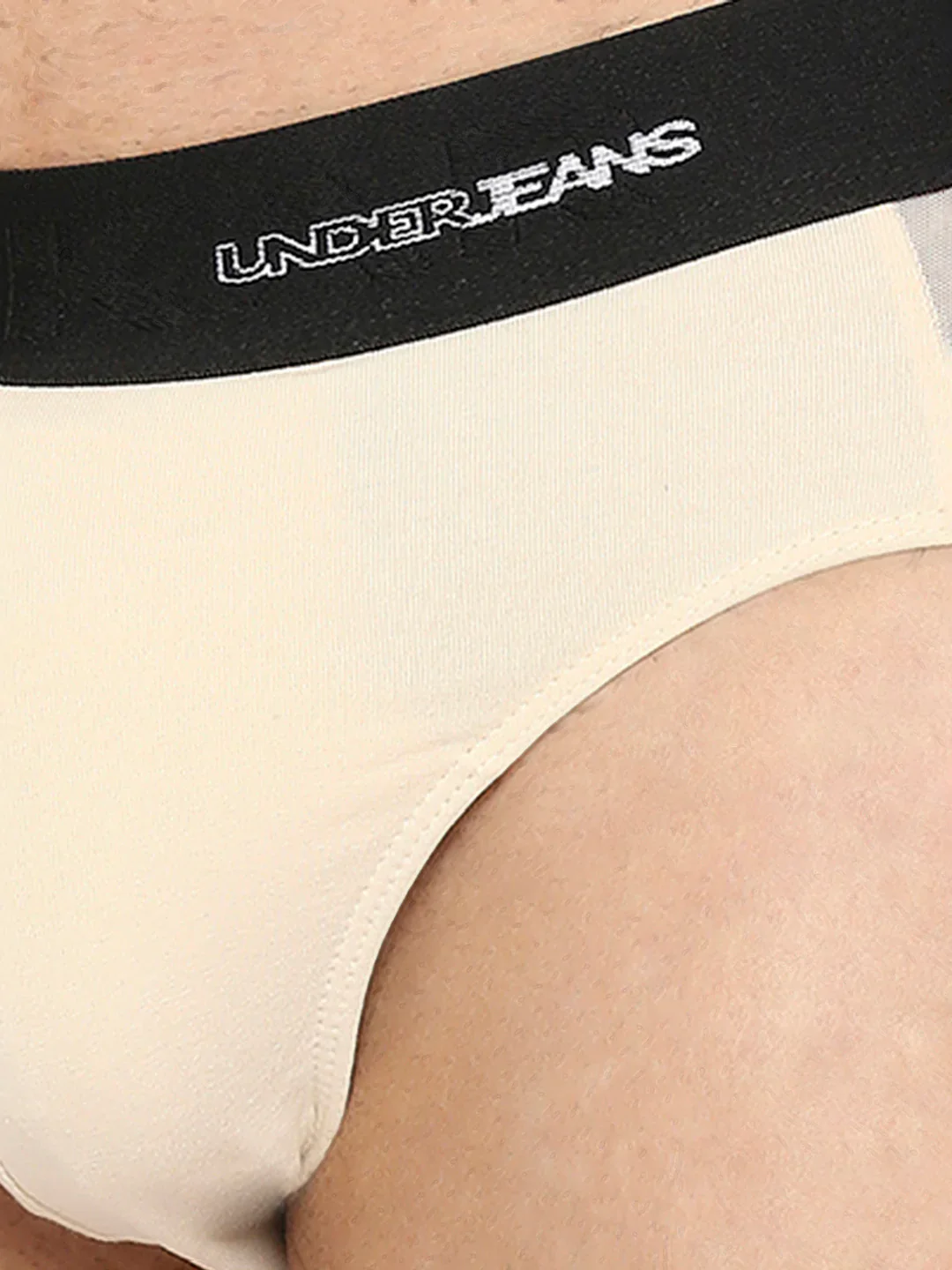 Underjeans Beige Cotton Blend Brief - Image 5