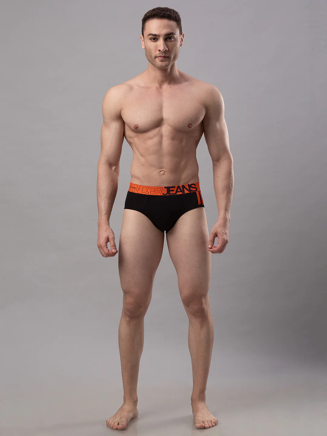 Underjeans Cotton Blend Black-Orange Brief