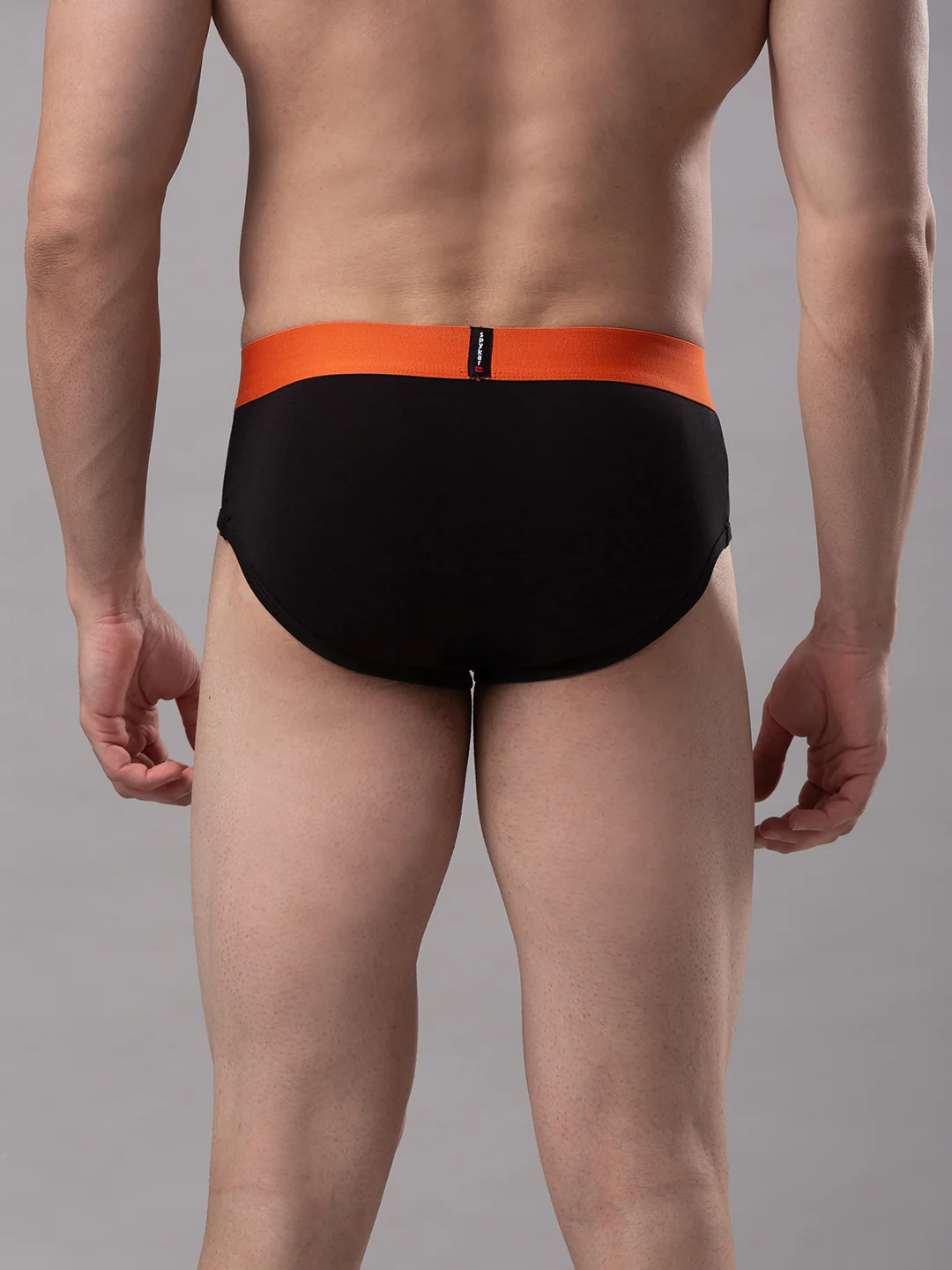 Underjeans Cotton Blend Black-Orange Brief - Image 3