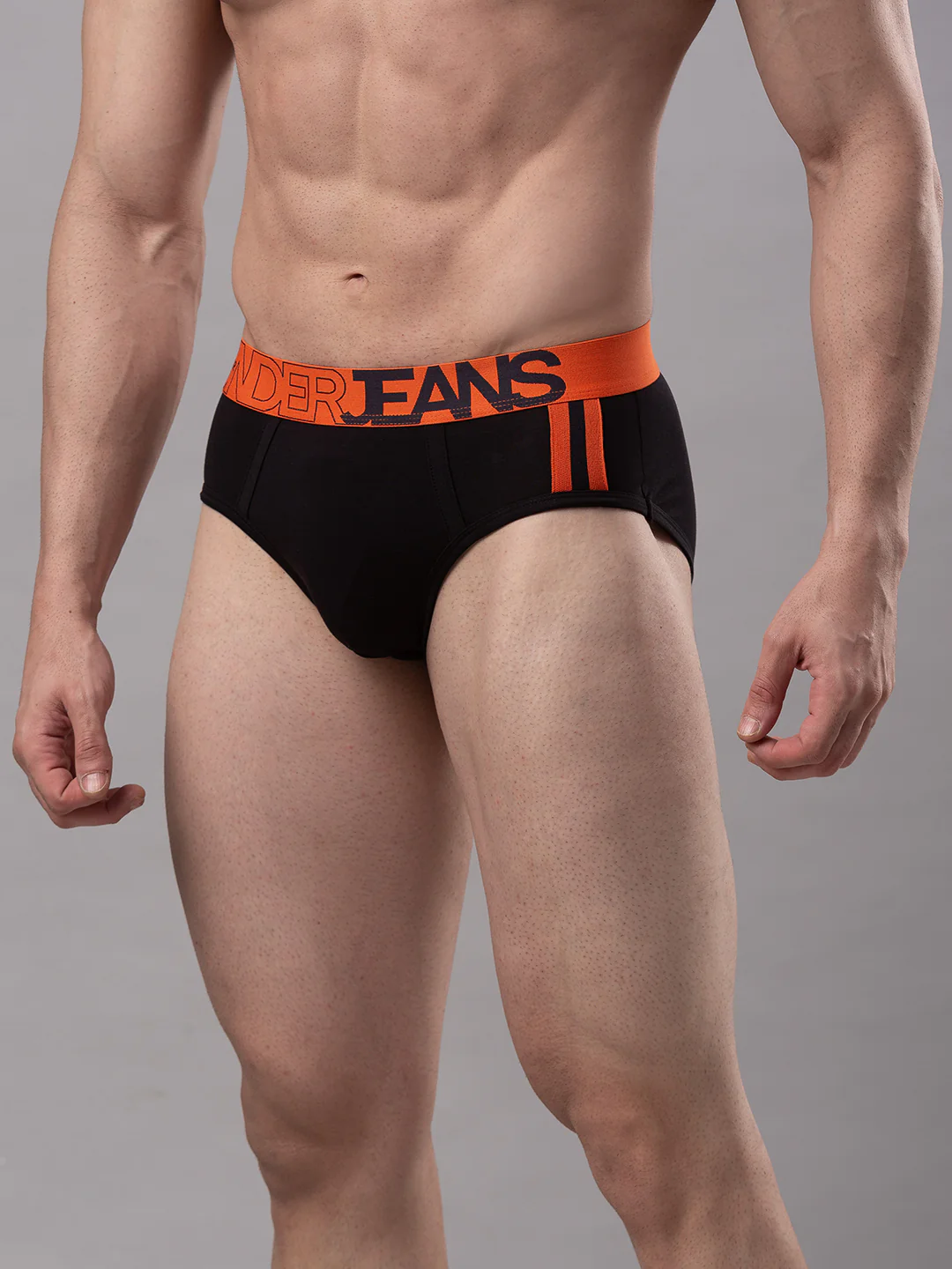 Underjeans Cotton Blend Black-Orange Brief - Image 4
