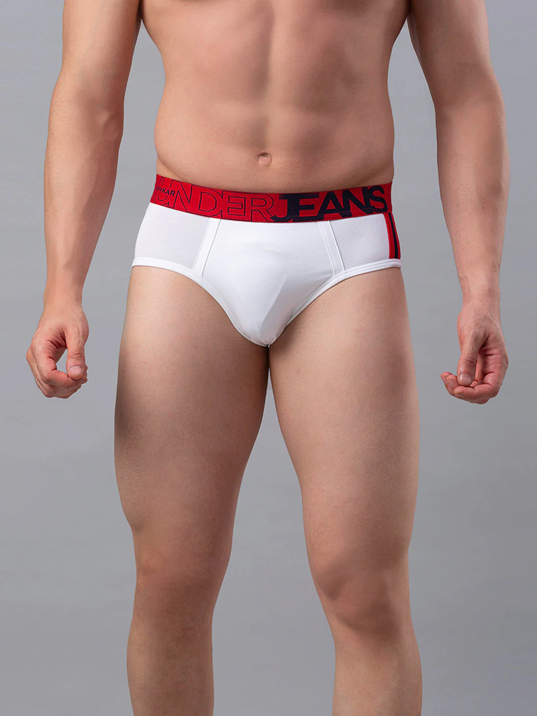 Underjeans Cotton Blend White-Red Brief - Image 6