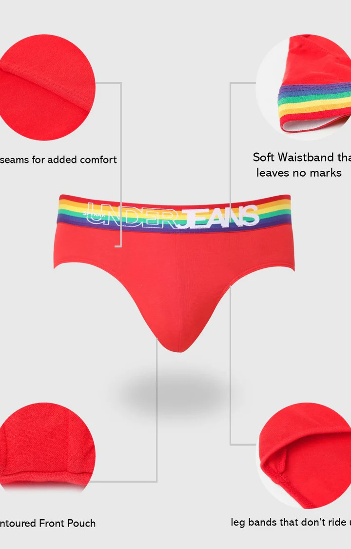 Underjeans Red Multi Cotton Blend Brief - Image 6
