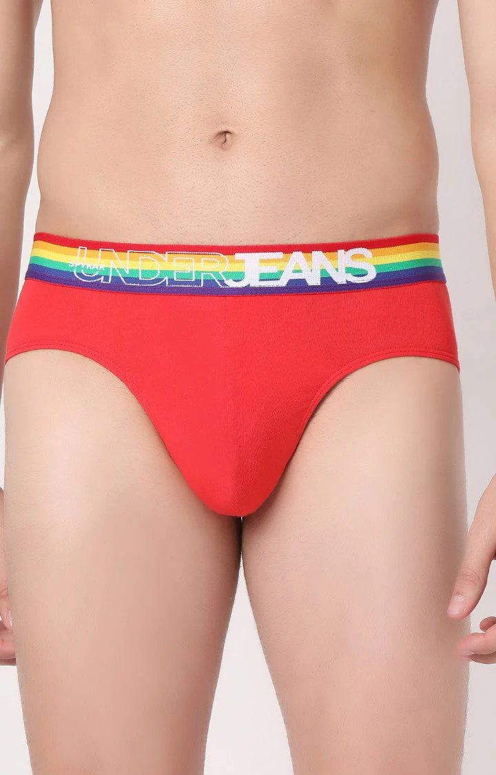 Underjeans Red Multi Cotton Blend Brief - Image 7