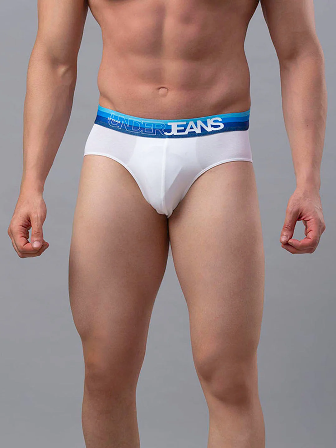 Underjeans Cotton Blend White-Blue Brief - Image 6