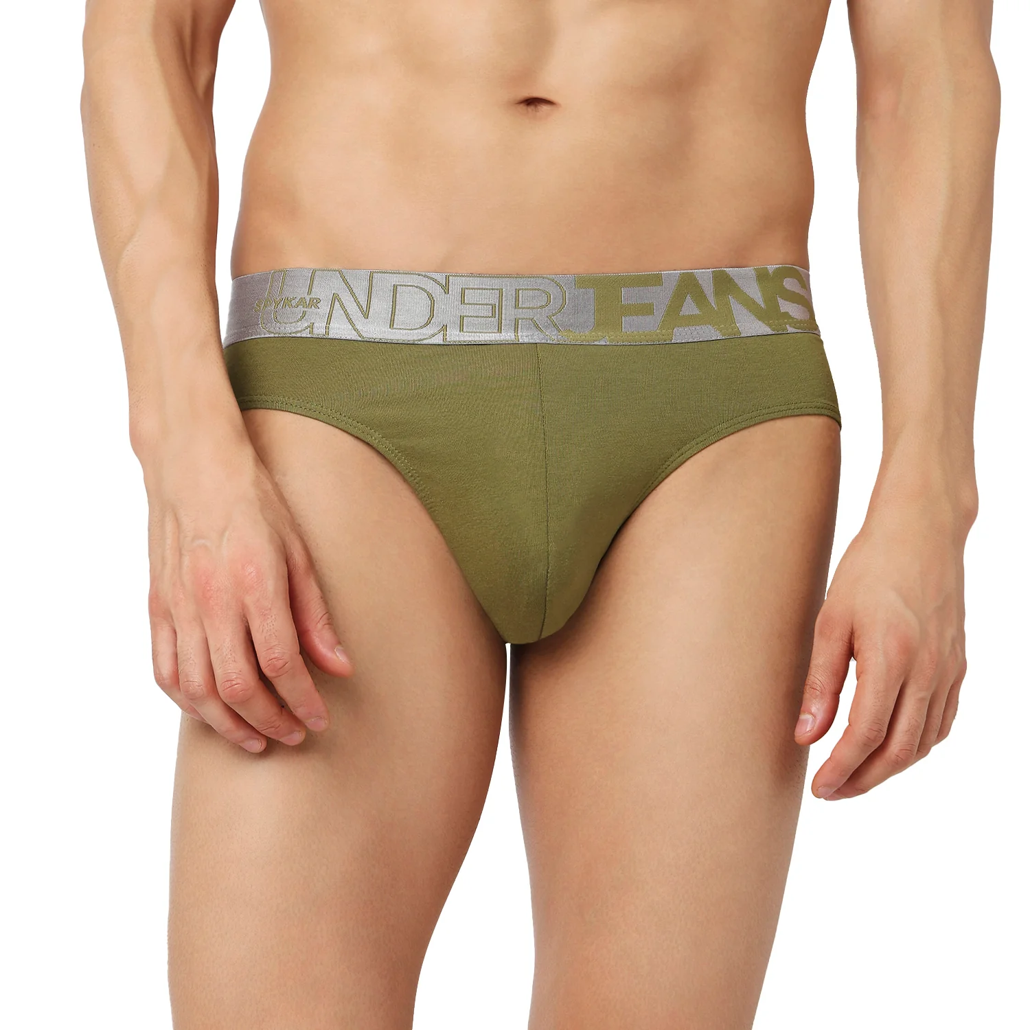 Underjeans Olive Cotton Blend Brief - Image 2