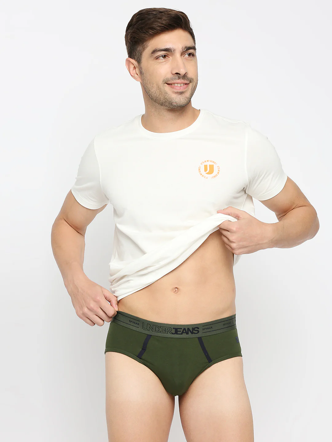 Underjeans Olive Cotton Blend Brief