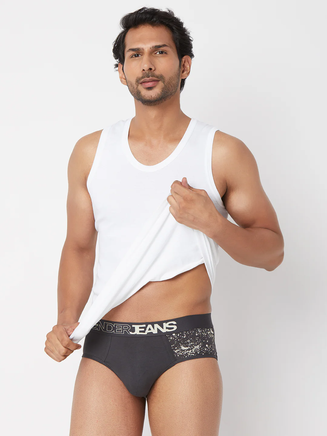 Underjeans Grey Cotton Blend Brief