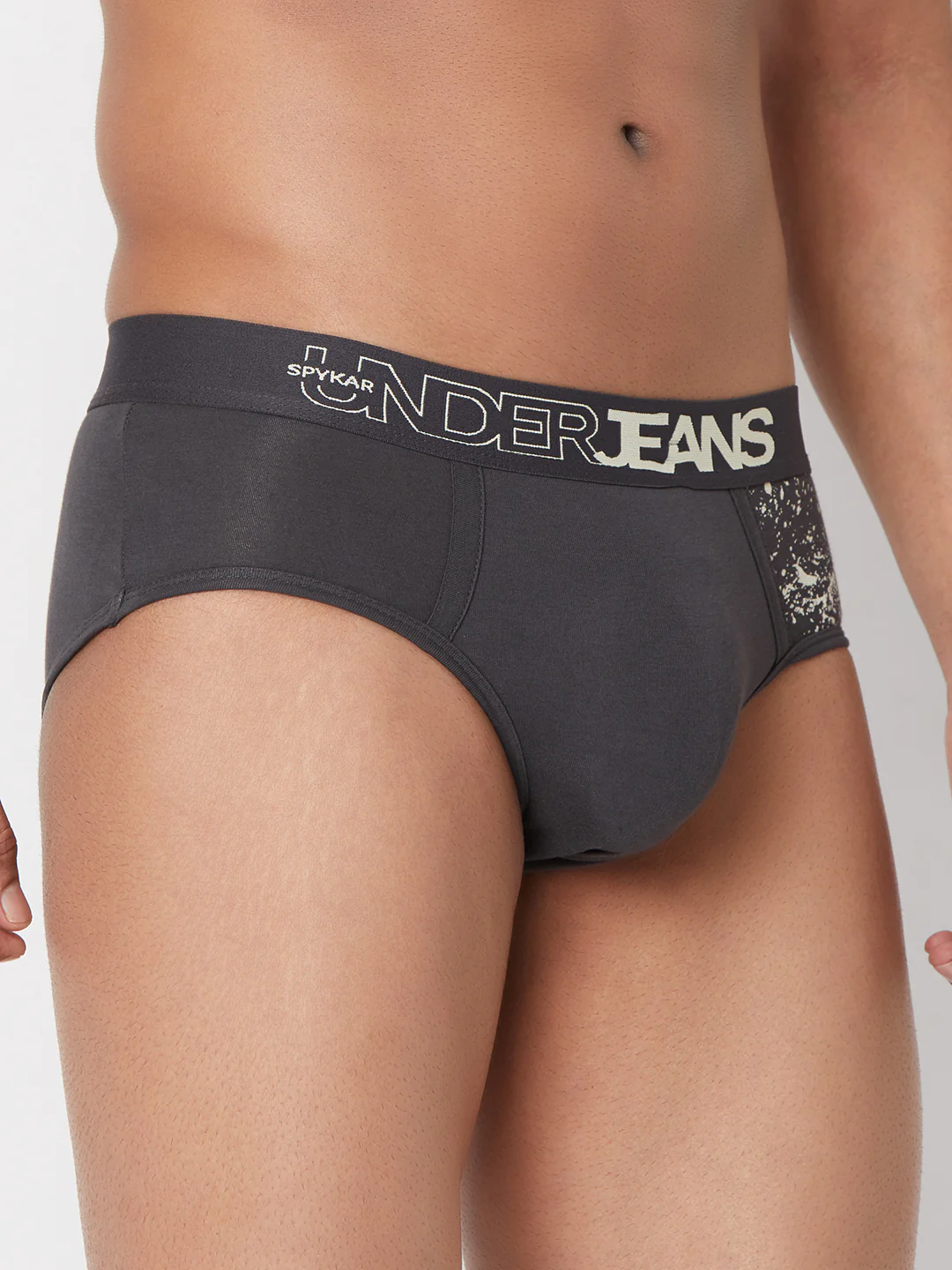 Underjeans Grey Cotton Blend Brief - Image 4