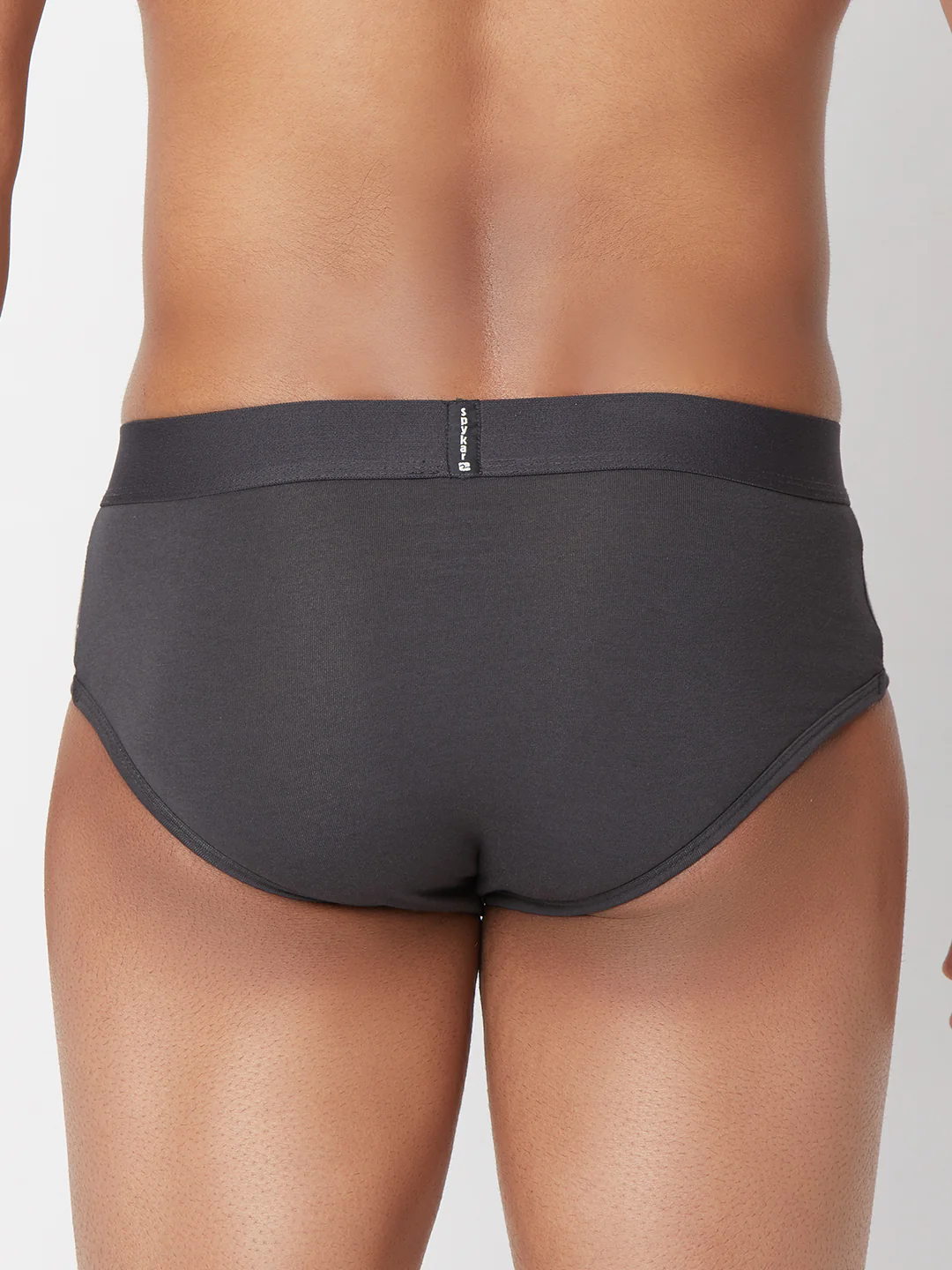 Underjeans Grey Cotton Blend Brief - Image 5