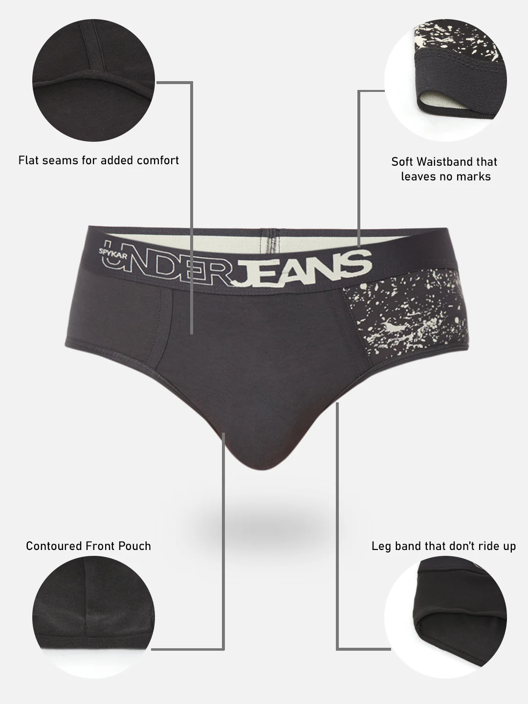 Underjeans Grey Cotton Blend Brief - Image 7
