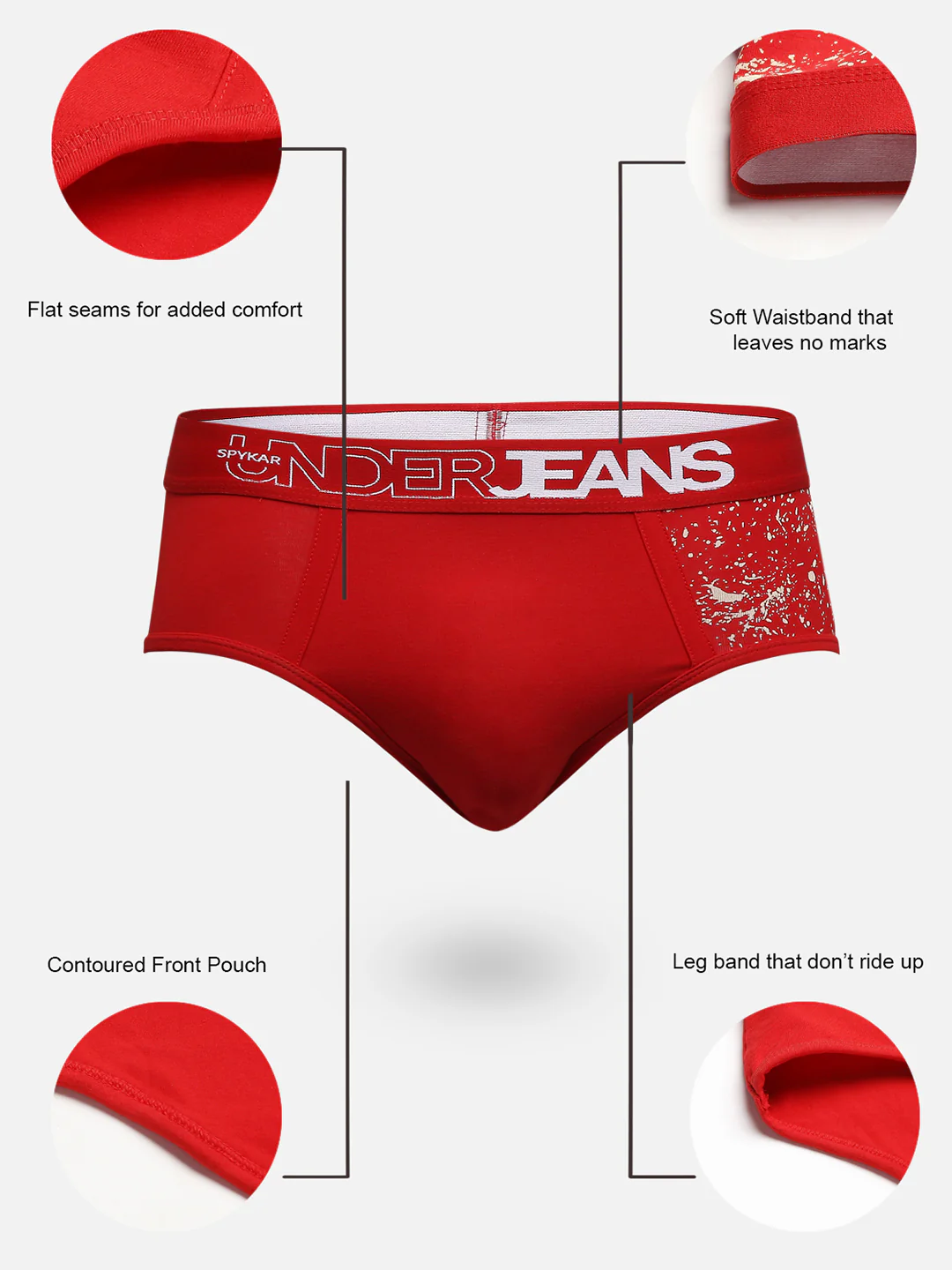 Underjeans Red Cotton Blend Brief - Image 7