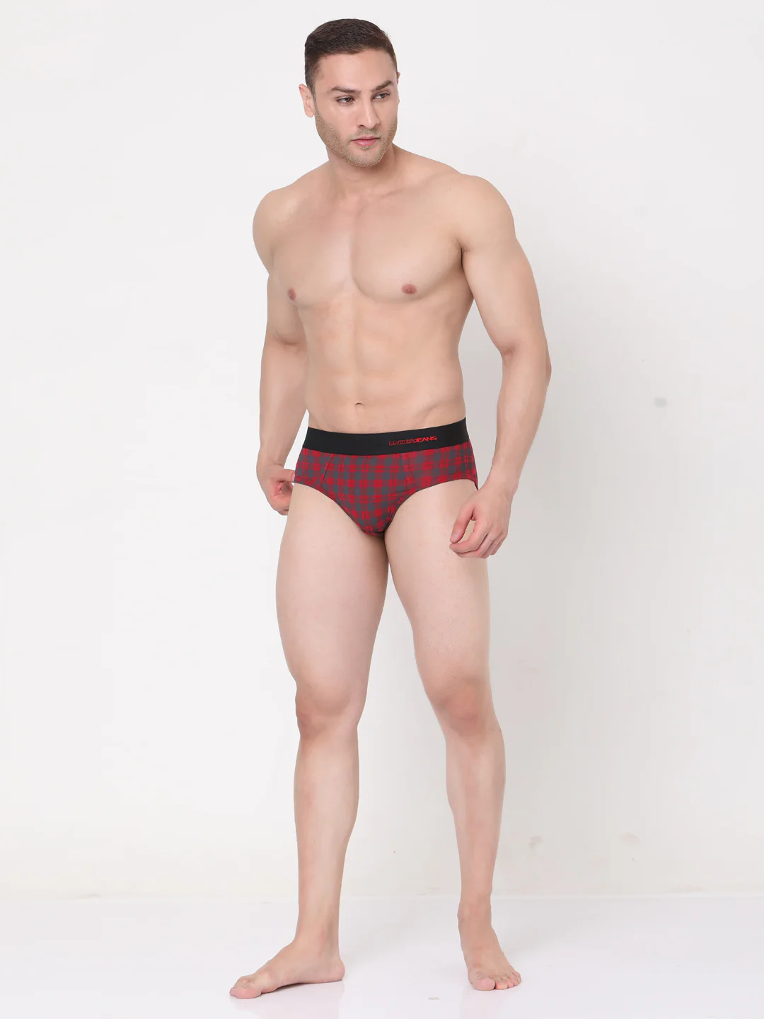 Underjeans Cotton Blend Maroon-Check Brief