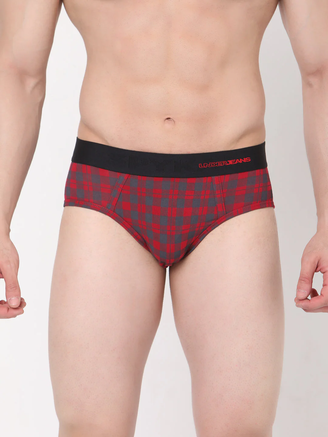 Underjeans Cotton Blend Maroon-Check Brief - Image 6
