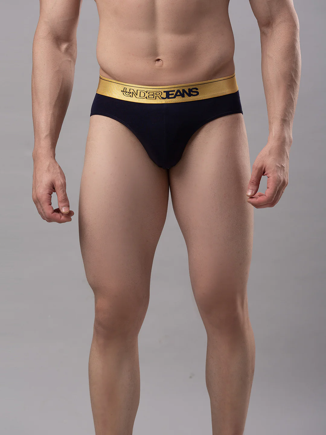 Underjeans Cotton Blend Navy Brief - Image 2