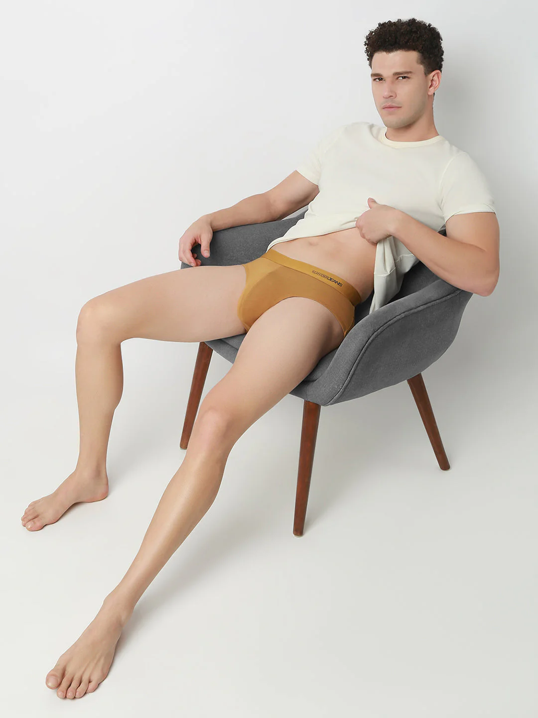 Underjeans Khaki Mid-Rise Solid Ultrasoft Brief - Image 6