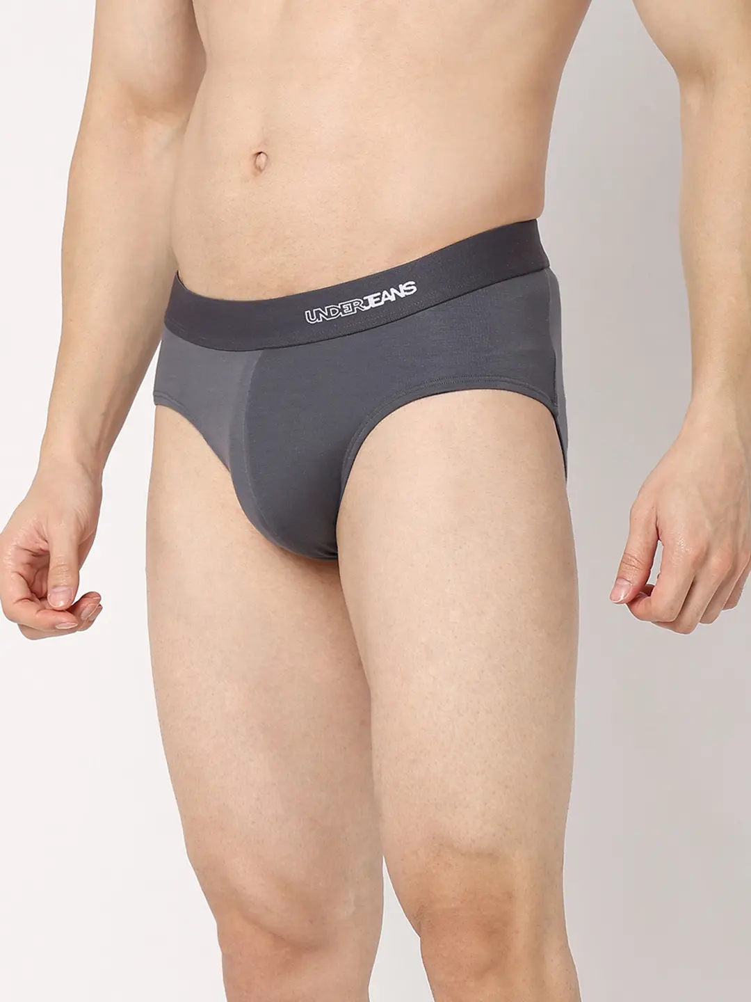 Underjeans Grey Cotton Blend Regular Fit Brief - Image 4