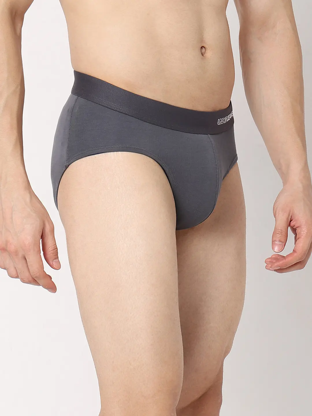 Underjeans Grey Cotton Blend Regular Fit Brief - Image 5