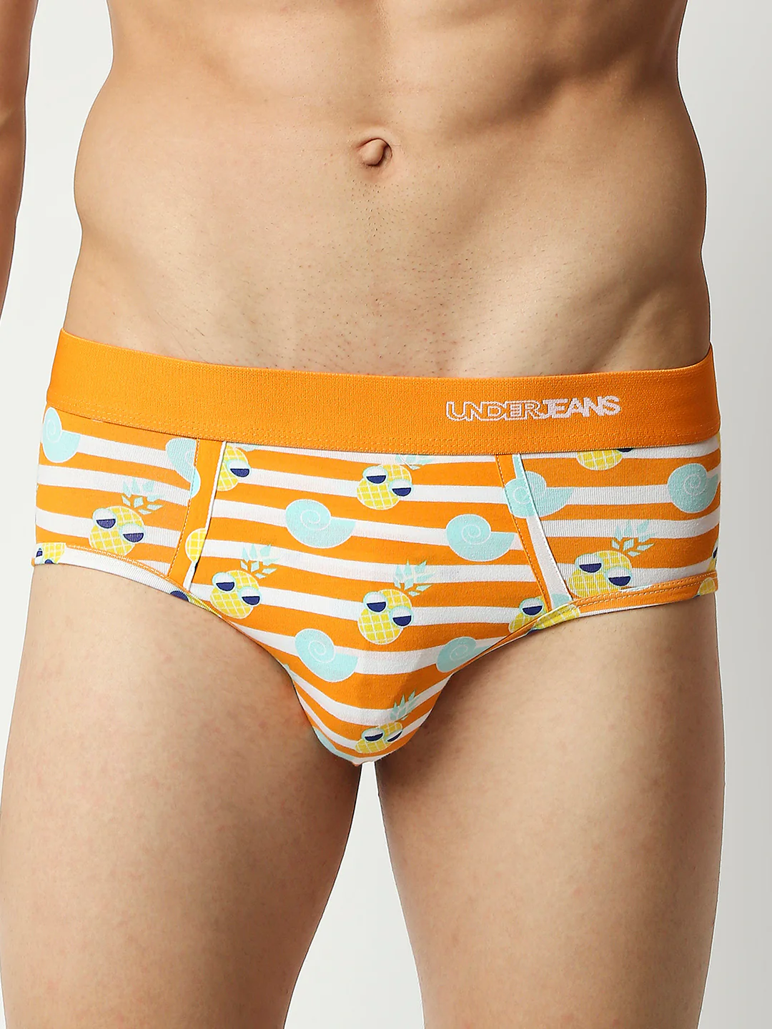 Underjeans Orange Cotton Blend Regular Fit Brief - Image 2