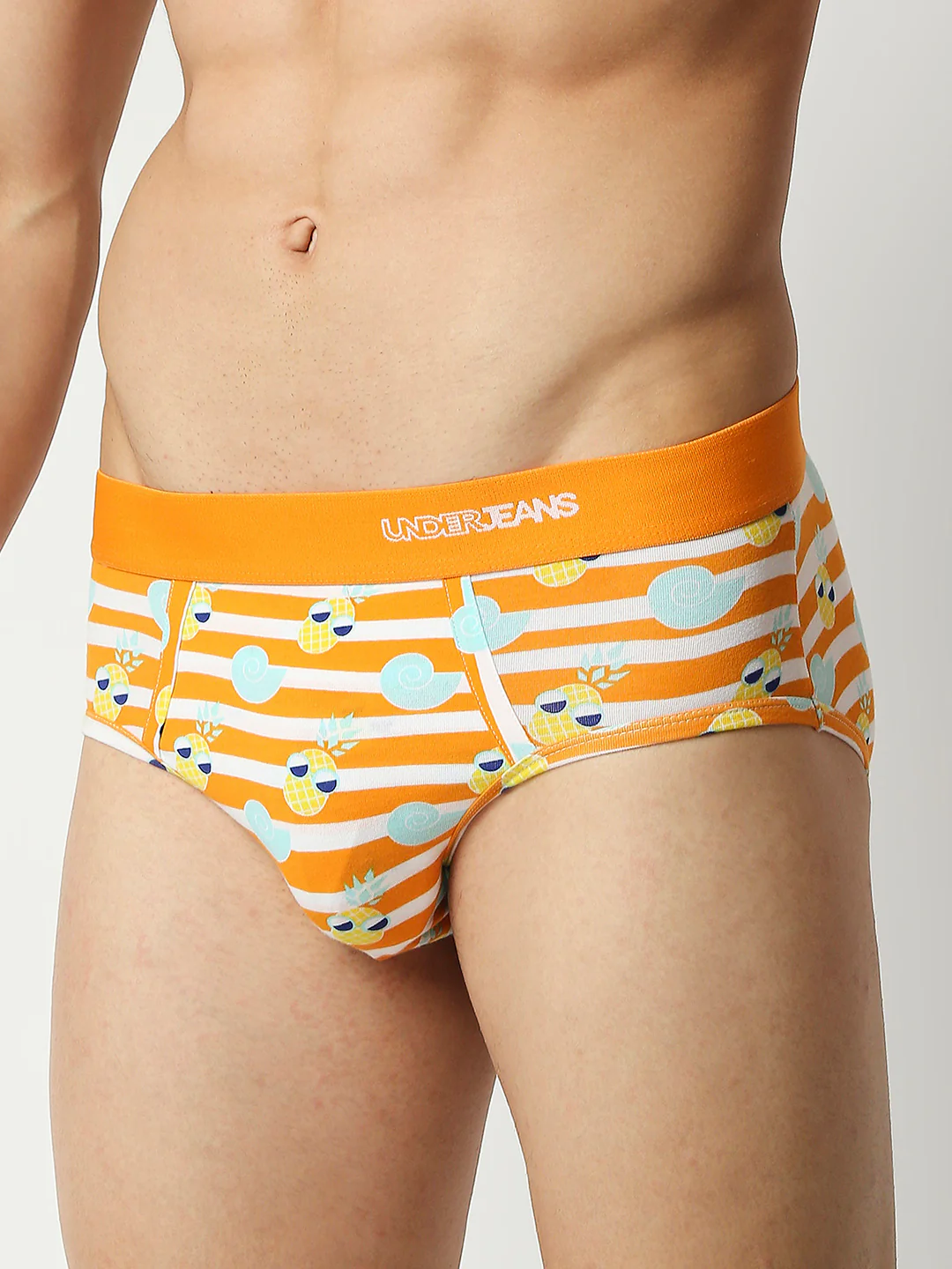Underjeans Orange Cotton Blend Regular Fit Brief - Image 3