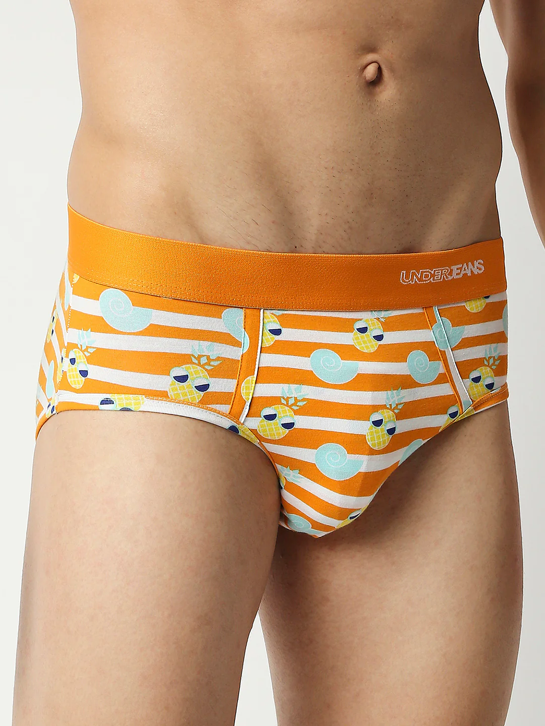 Underjeans Orange Cotton Blend Regular Fit Brief - Image 4