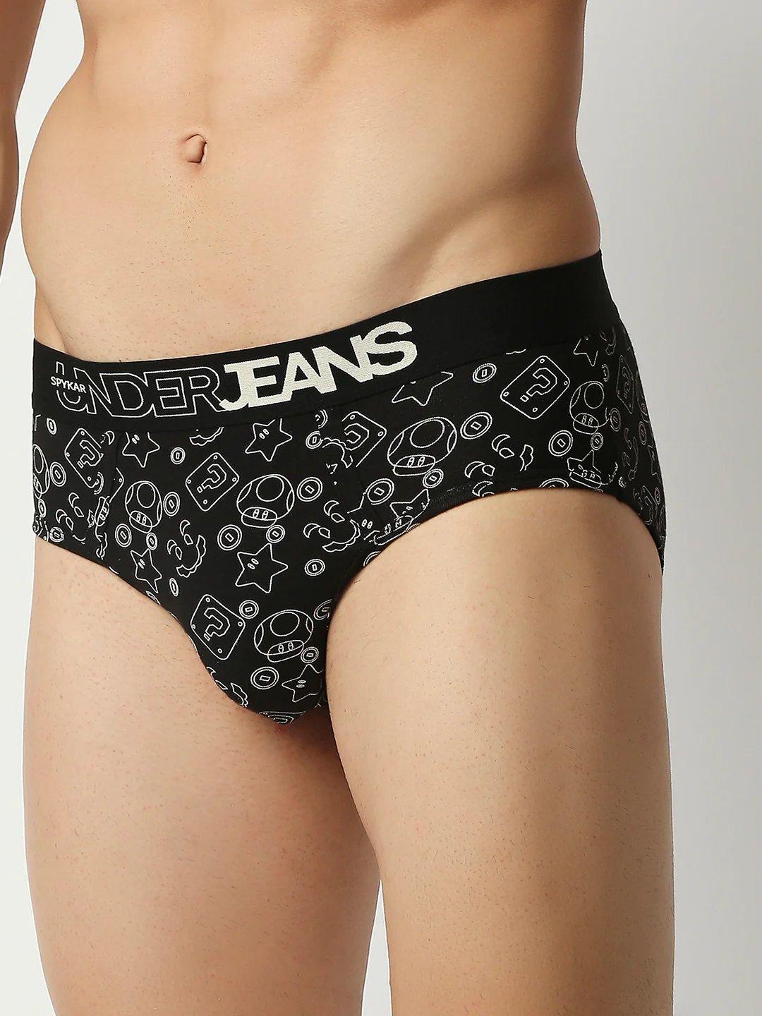 Underjeans Black Cotton Blend Regular Fit Brief - Image 2
