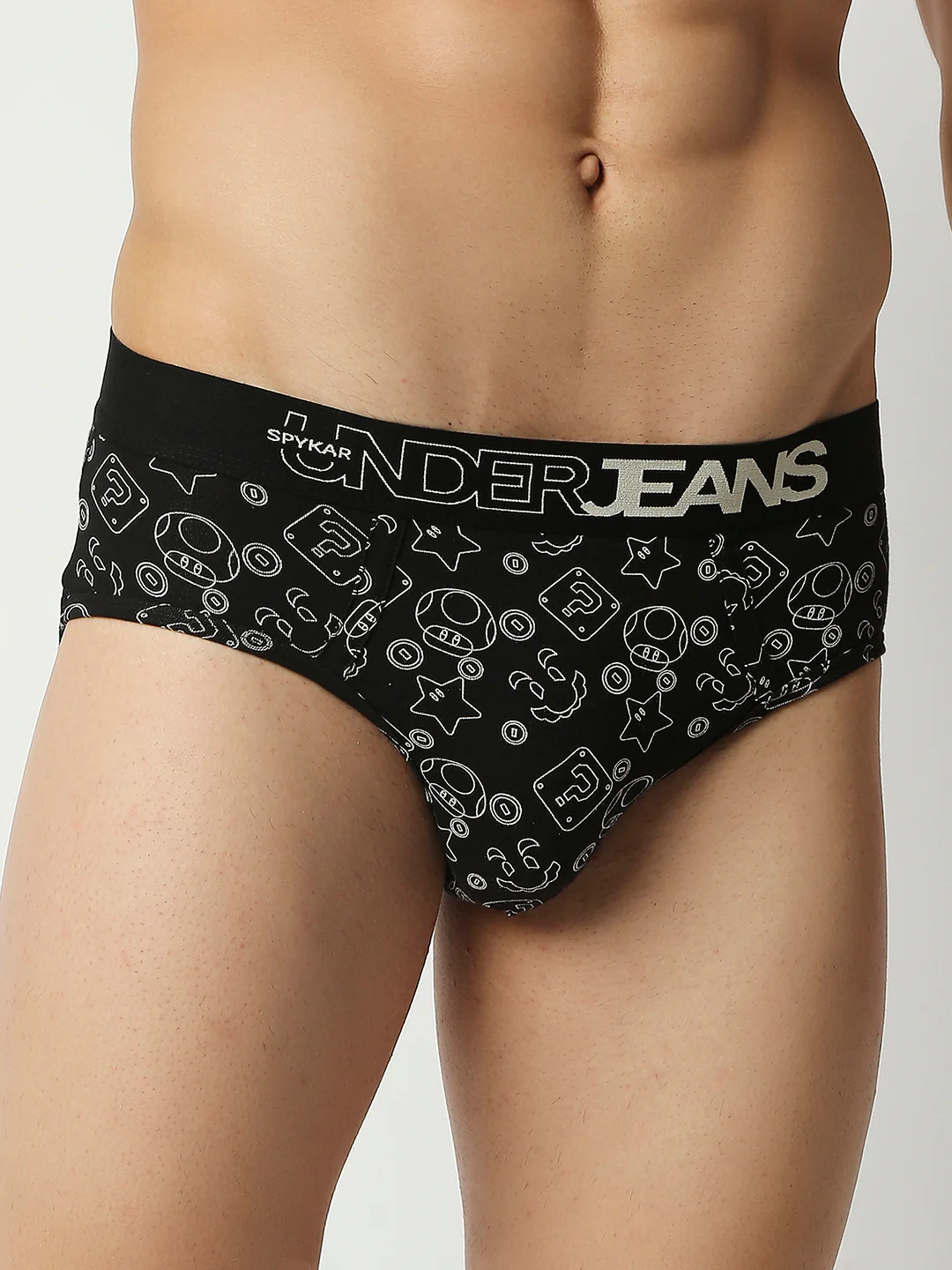Underjeans Black Cotton Blend Regular Fit Brief - Image 3
