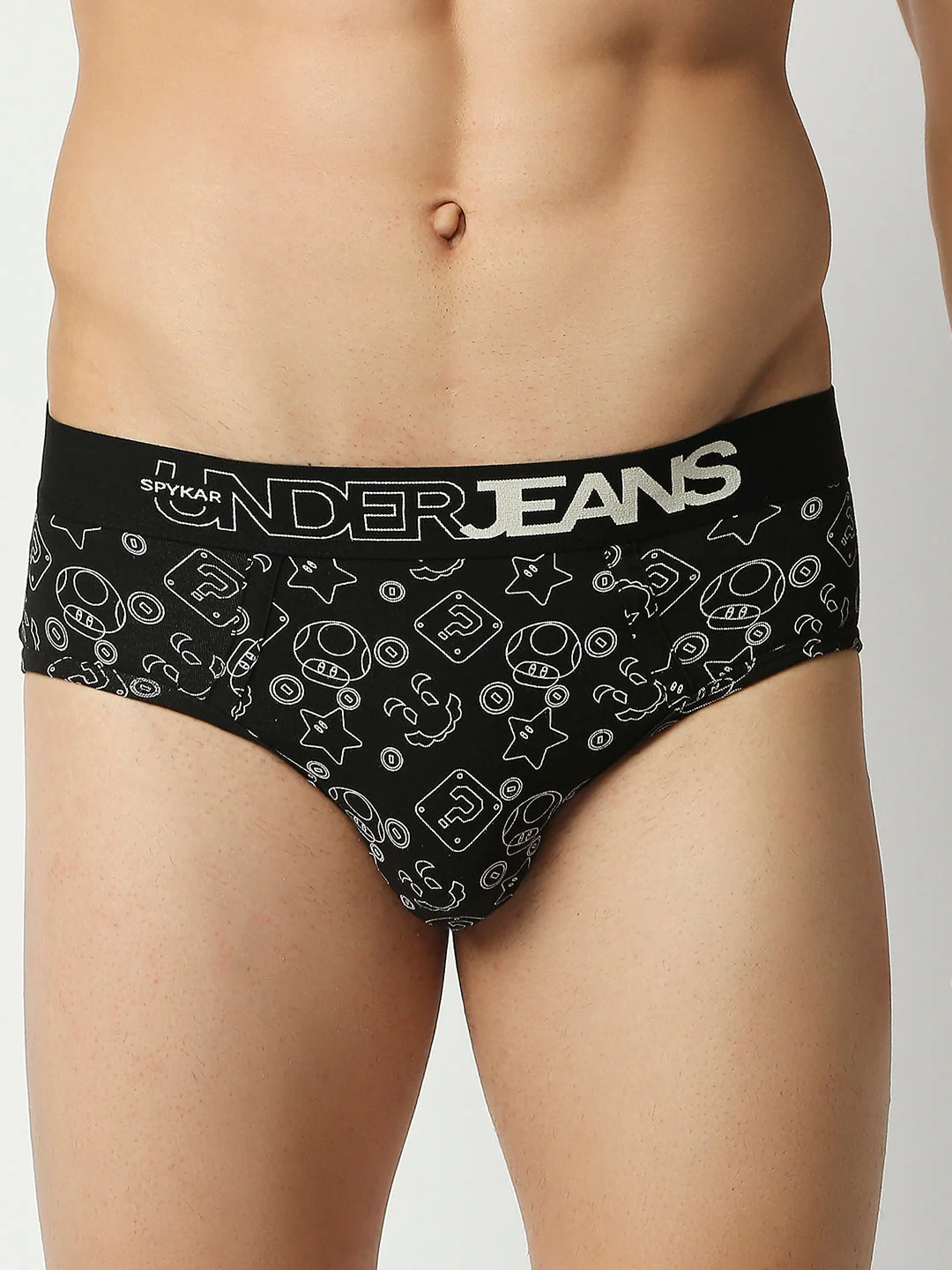 Underjeans Black Cotton Blend Regular Fit Brief - Image 6