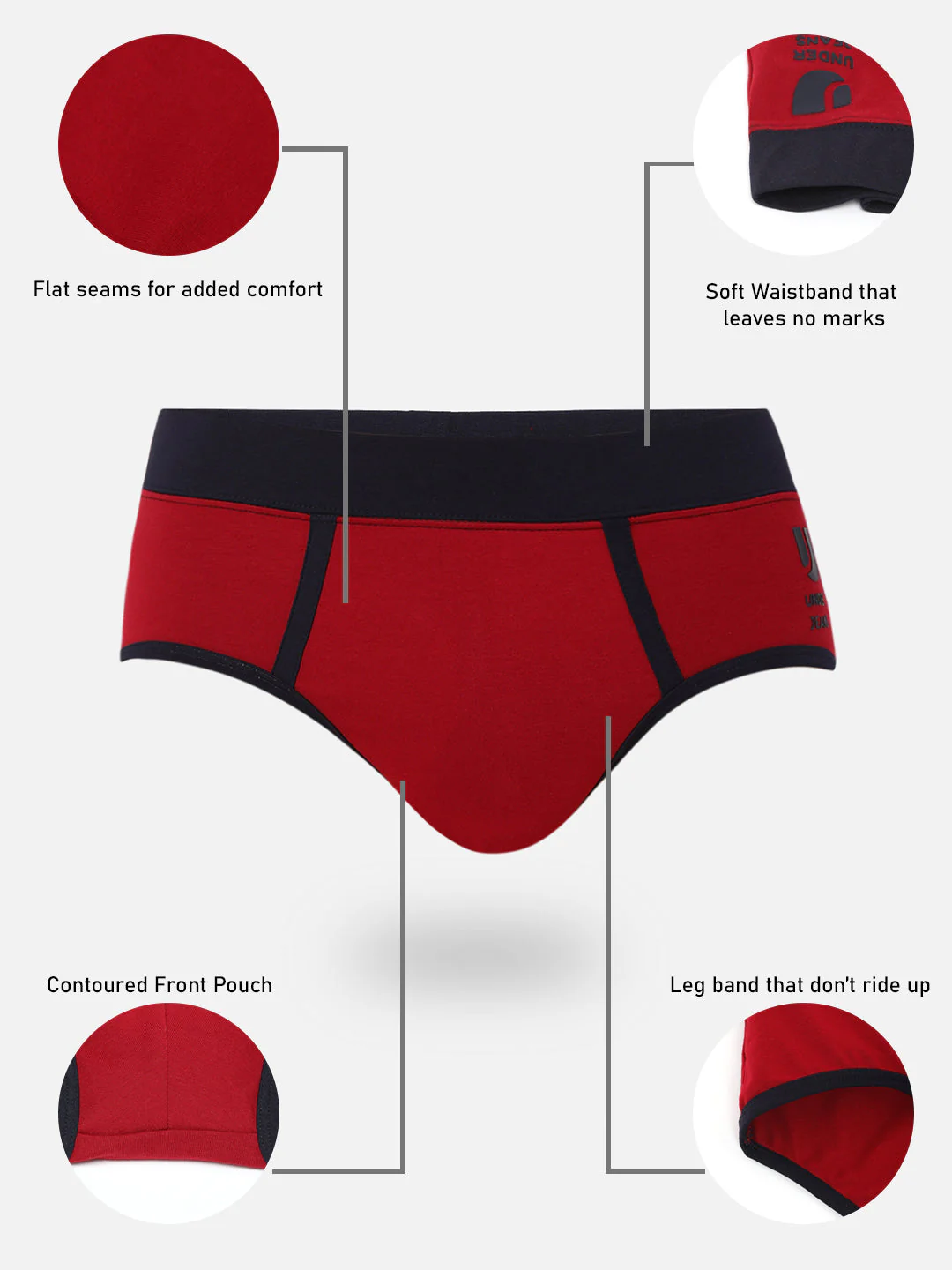 Underjeans Cotton Blend Maroon Brief - Image 7