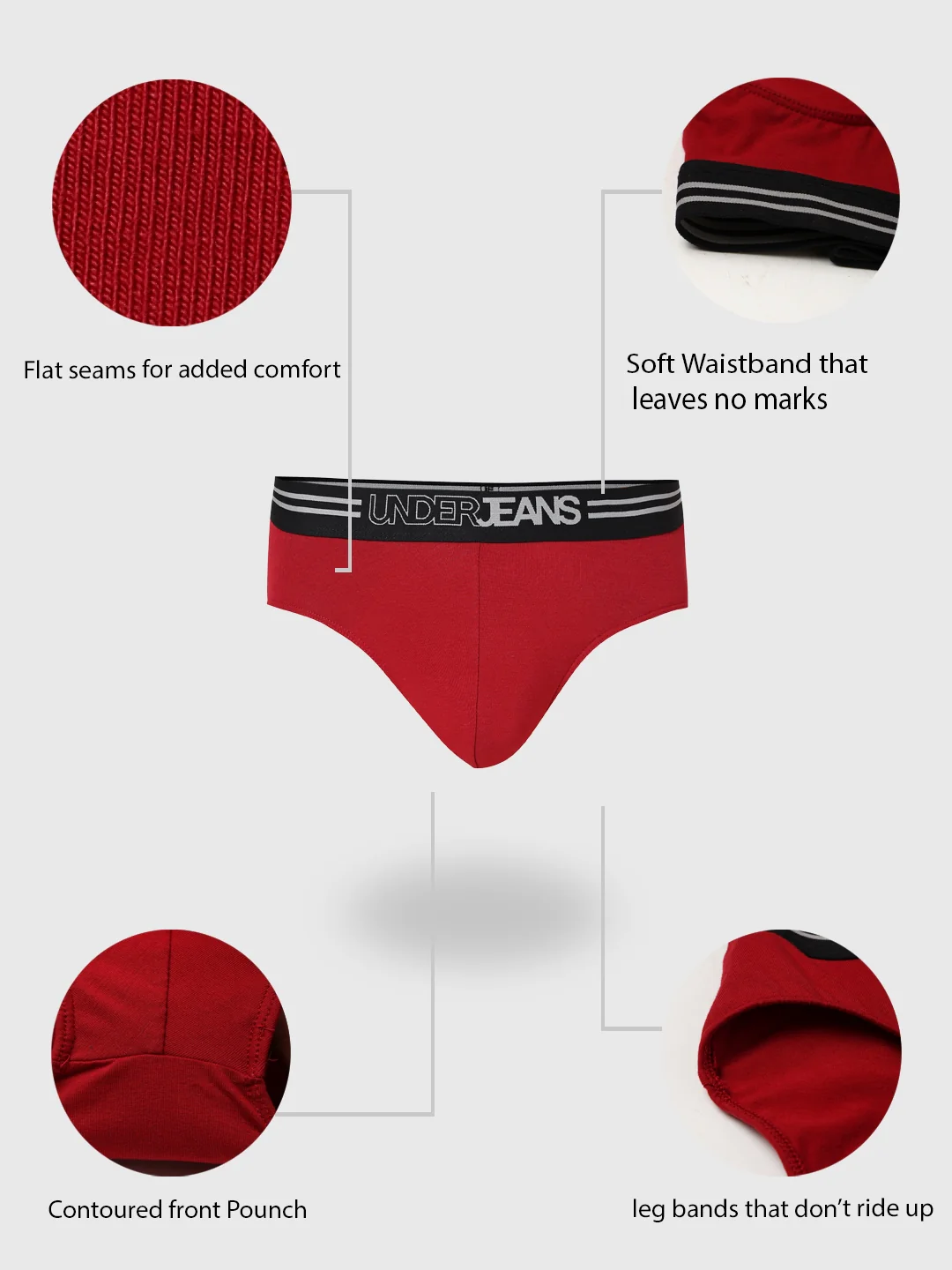 Underjeans Maroon Regular Fit Brief - Image 8