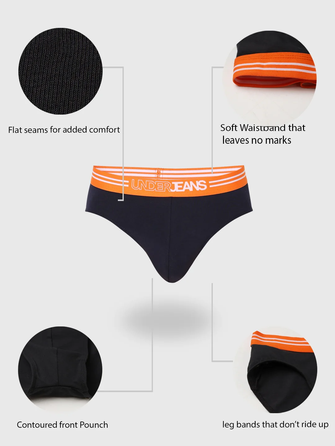 Underjeans Navy Regular Fit Brief - Image 8