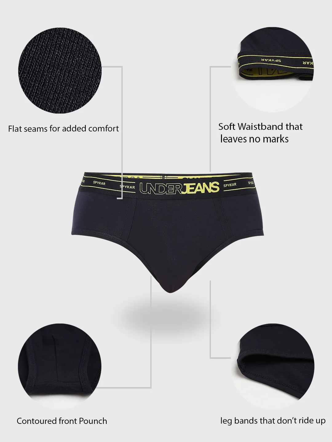 Underjeans Navy Regular Fit Brief - Image 8