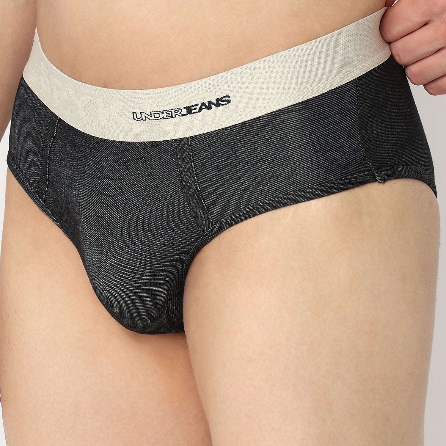 Underjeans Black Regular Fit Ultrasoft Brief - Image 5