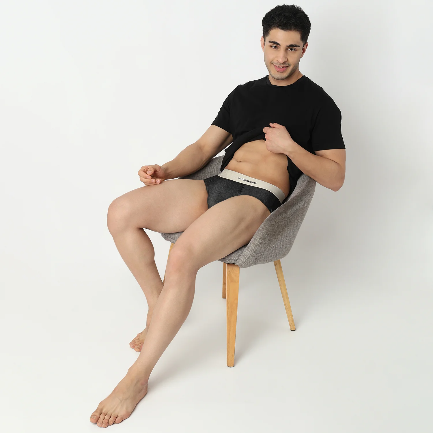 Underjeans Black Regular Fit Ultrasoft Brief - Image 6