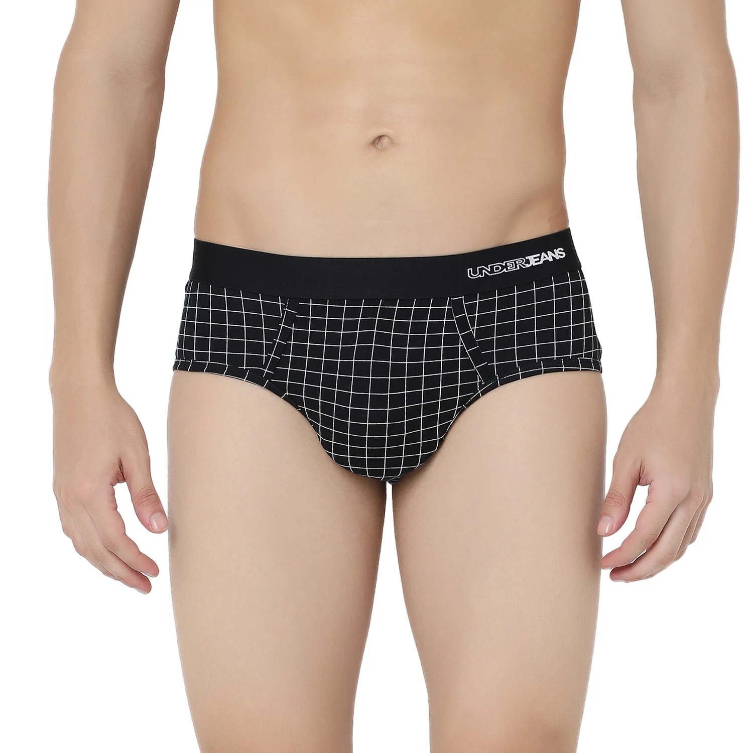 Underjeans Dark Grey Check Ultrasoft Brief - Image 2