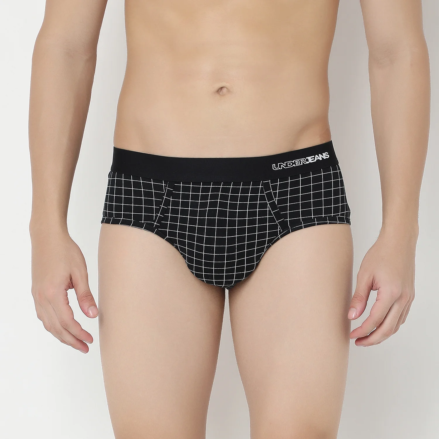 Underjeans Dark Grey Check Ultrasoft Brief - Image 3