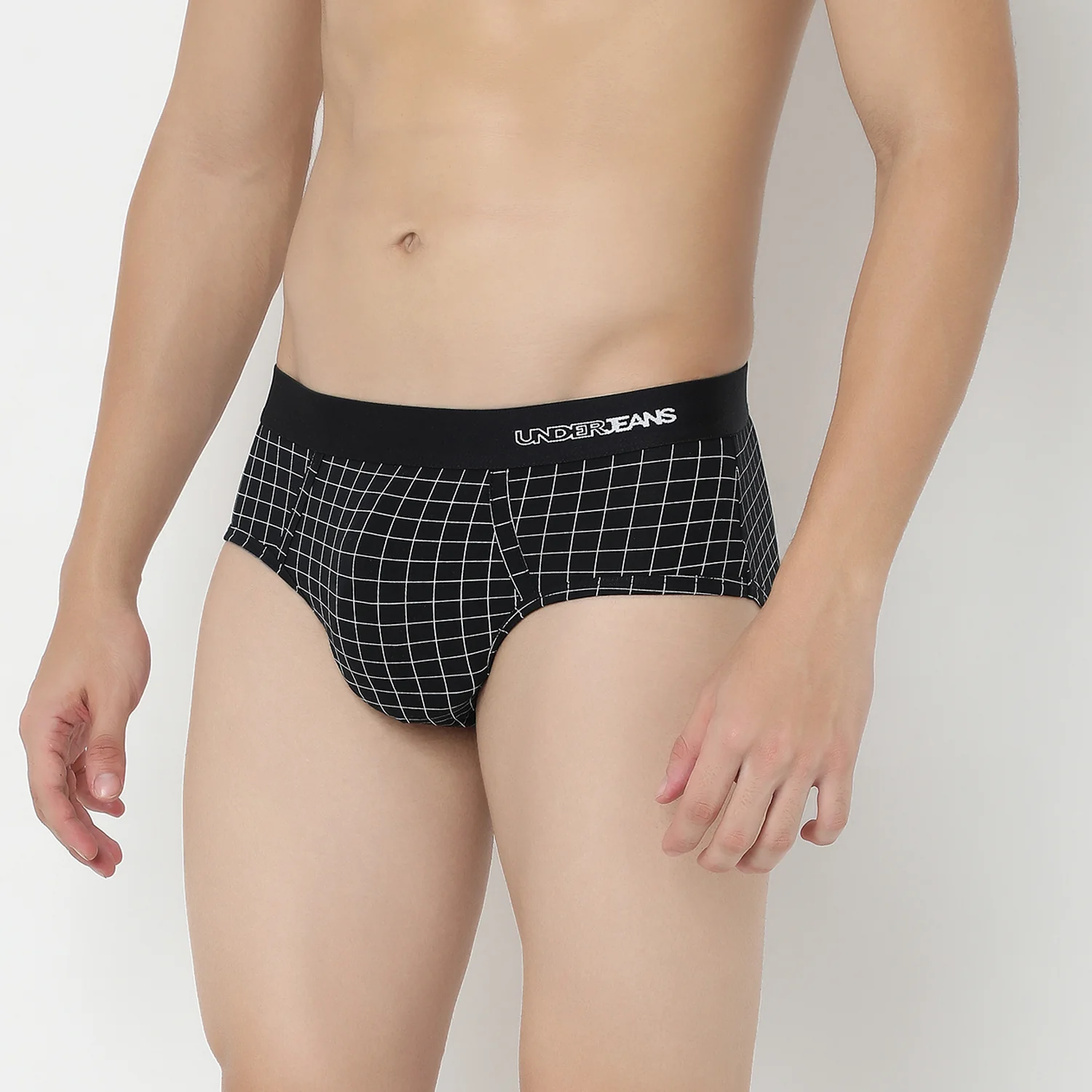 Underjeans Dark Grey Check Ultrasoft Brief - Image 4