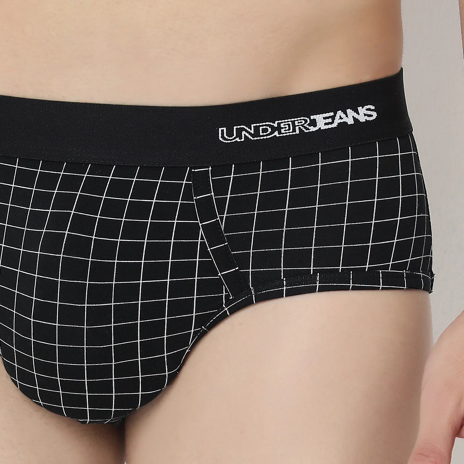 Underjeans Dark Grey Check Ultrasoft Brief - Image 5