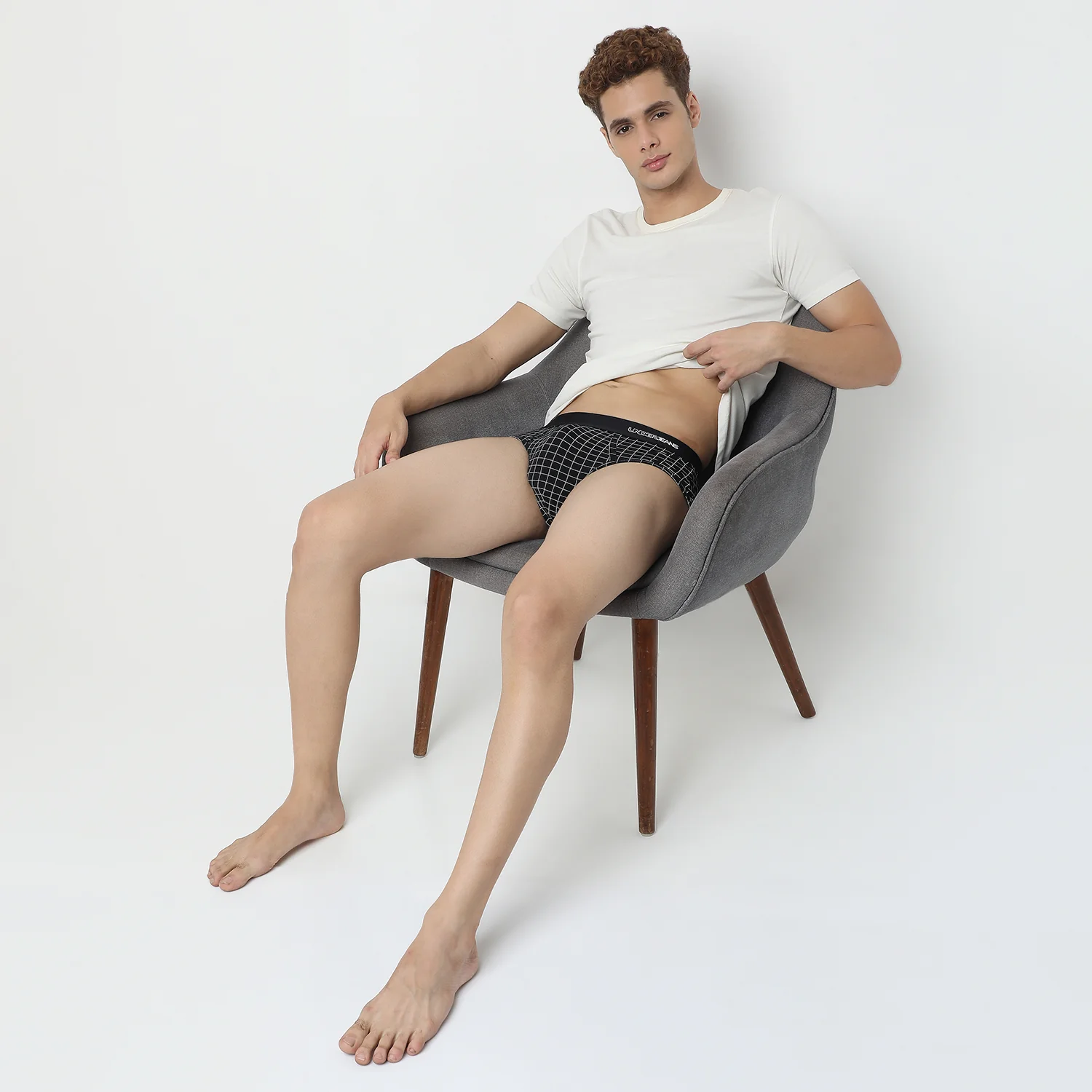 Underjeans Dark Grey Check Ultrasoft Brief - Image 7
