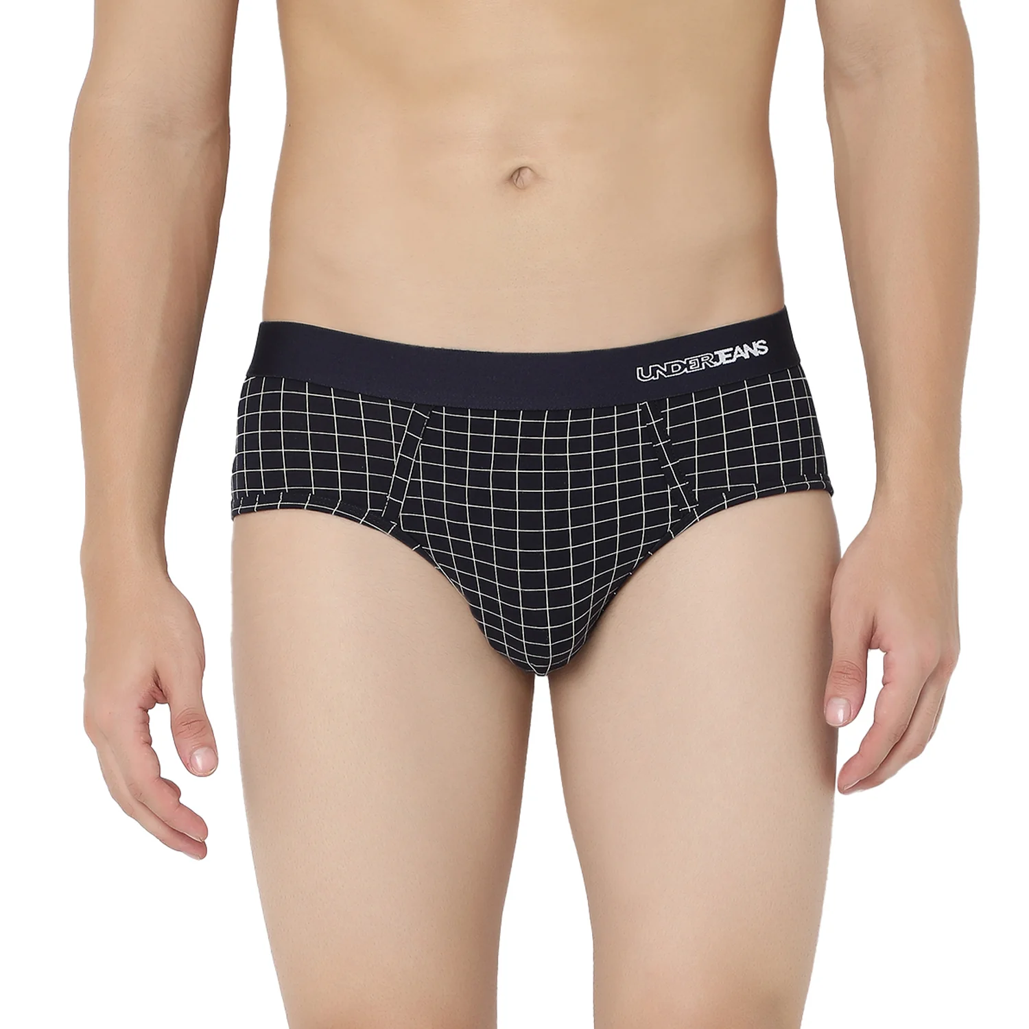 Underjeans Navy Check Ultrasoft Brief - Image 2