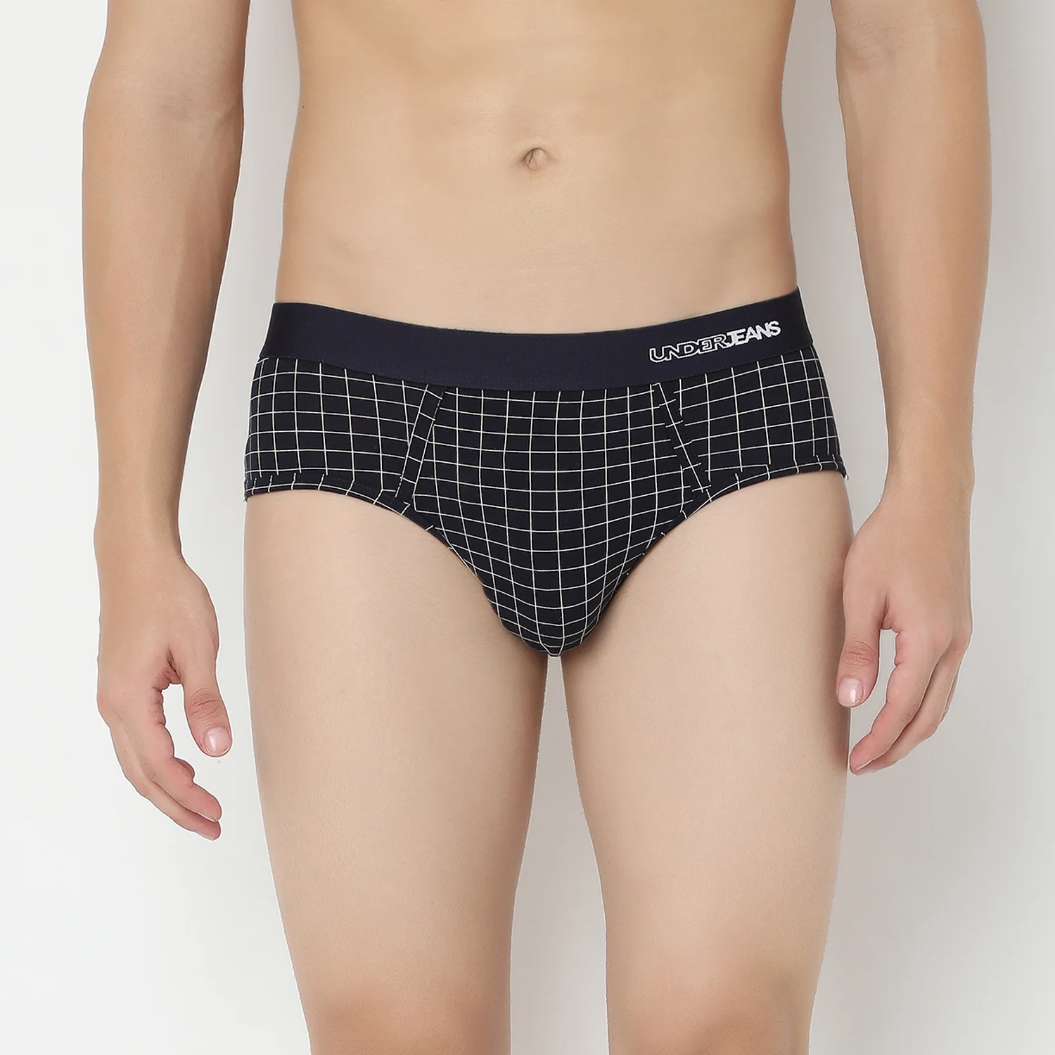 Underjeans Navy Check Ultrasoft Brief - Image 3