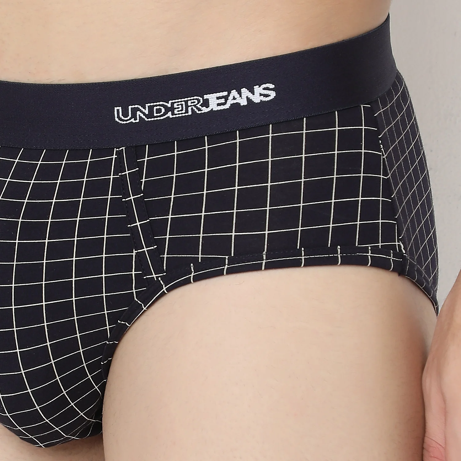 Underjeans Navy Check Ultrasoft Brief - Image 4
