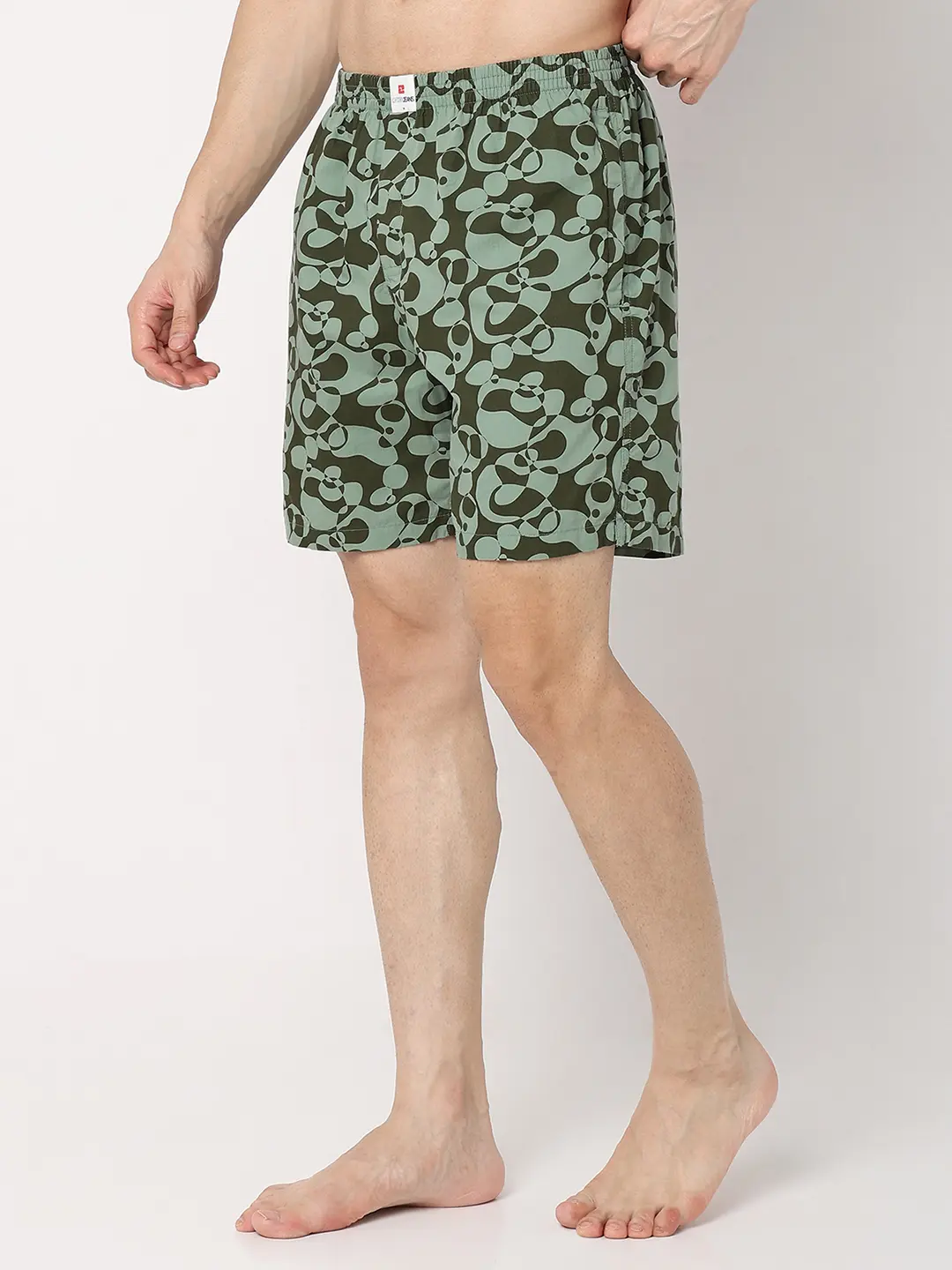 Underjeans Green Cotton Blend Regular Fit Boxer Shorts - Image 3