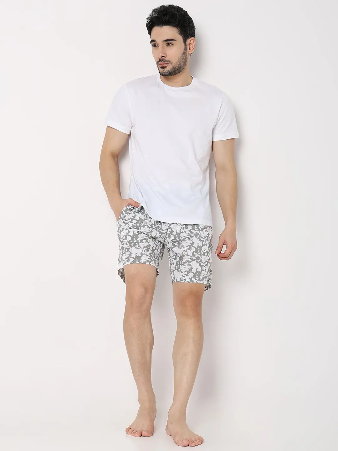 Underjeans White Cotton Blend Regular Fit Boxer Shorts